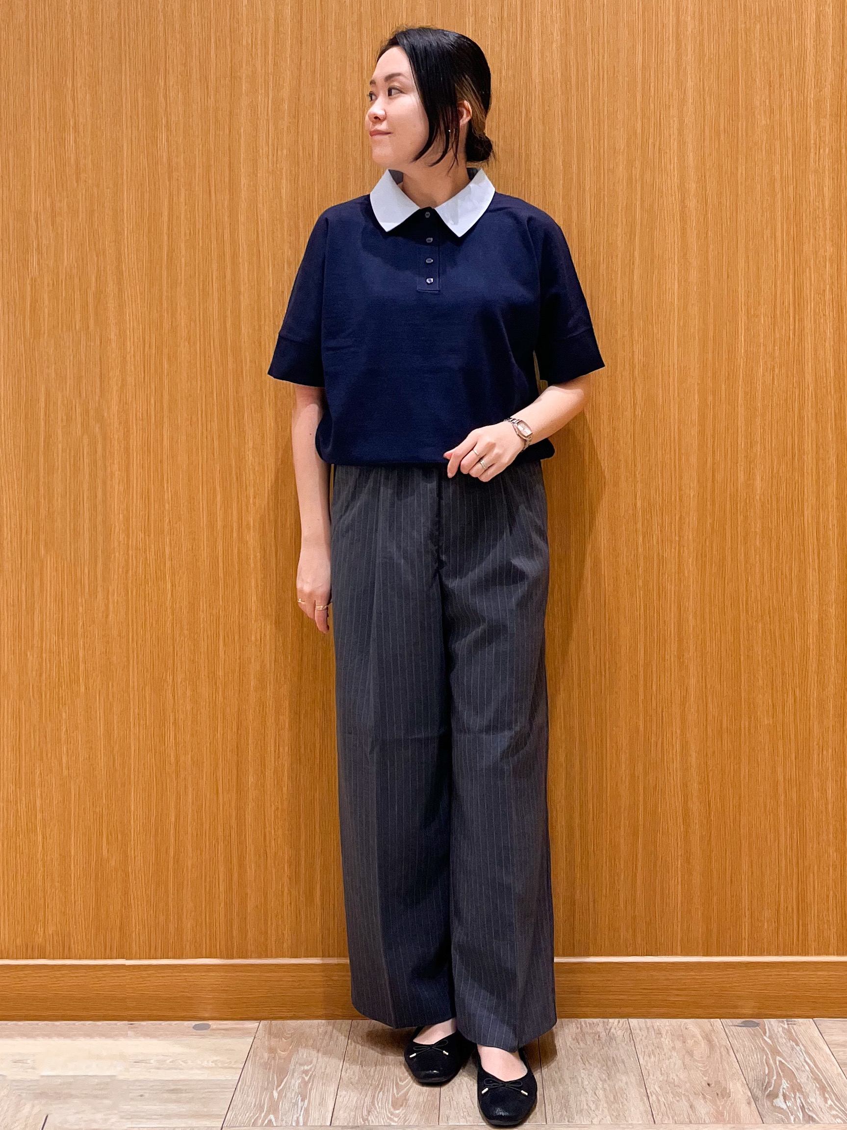 aさんの「OPAQUE.CLIP｜【森絵梨佳さん着用】2WAY衿ドッキングニット《洗濯機OK》」を使ったコーディネート