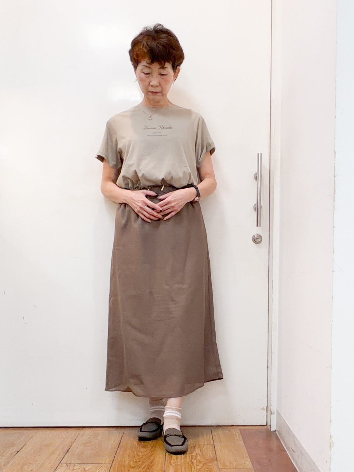 みぃさんの「SHOO･LA･RUE｜【通気性〇/セットアップ可/S-LL/洗濯機可】紫外線対策にも メッシュテーラードジャケット」を使ったコーディネート