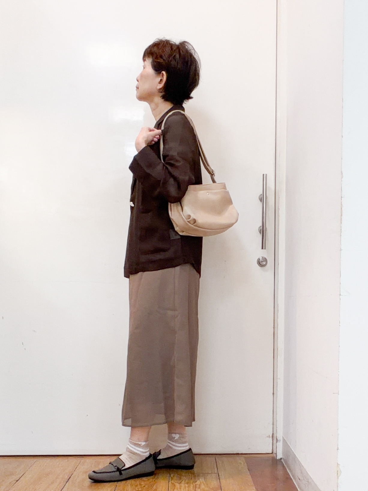 みぃさんの「SHOO･LA･RUE｜【通気性〇/セットアップ可/S-LL/洗濯機可】紫外線対策にも メッシュテーラードジャケット」を使ったコーディネート