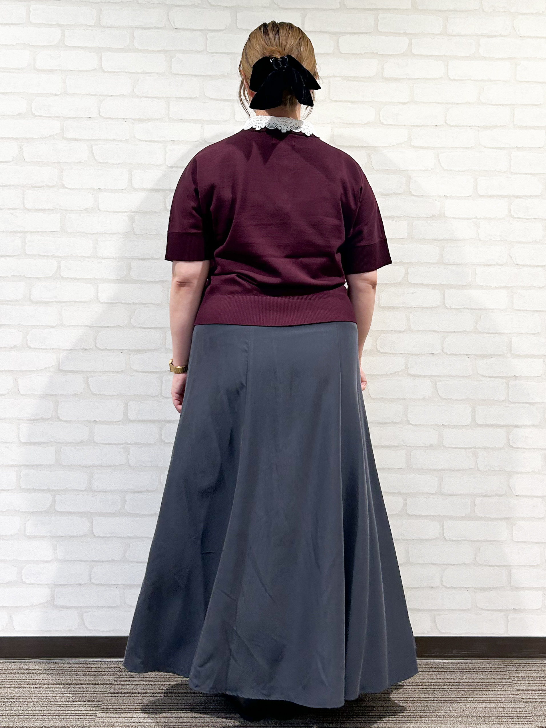 mochiさんの「OPAQUE.CLIP｜【森絵梨佳さん着用】2WAY衿ドッキングニット《洗濯機OK》」を使ったコーディネート