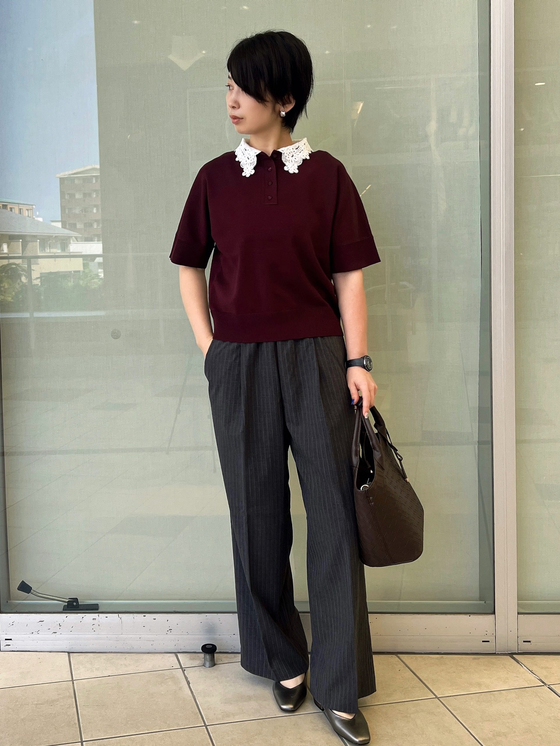 yo-koさんの「OPAQUE.CLIP｜【森絵梨佳さん着用】2WAY衿ドッキングニット《洗濯機OK》」を使ったコーディネート