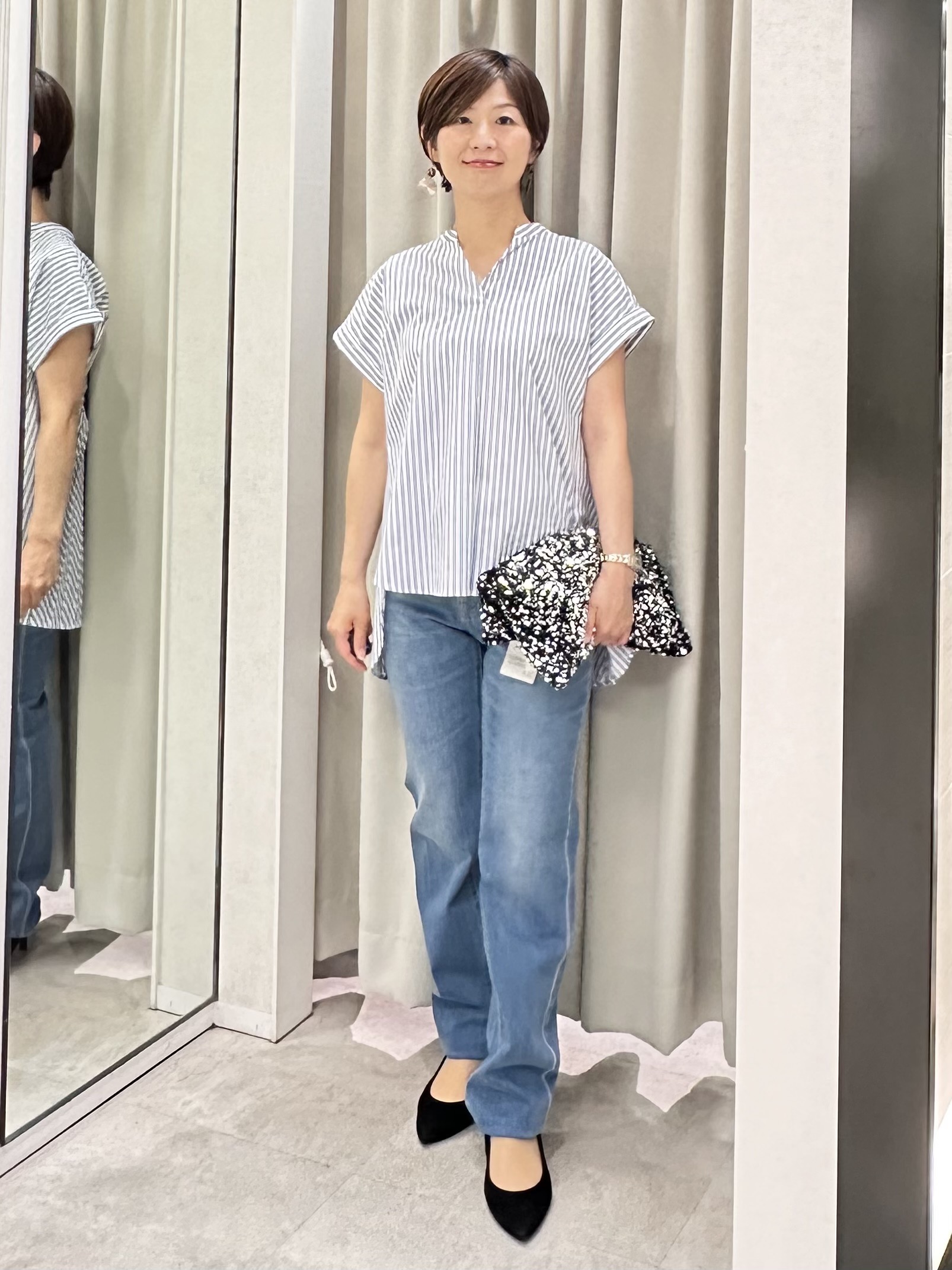 みなこさんの「UNTITLED｜【吸水速乾/接触冷感】バックプリーツデザインブラウス」を使ったコーディネート