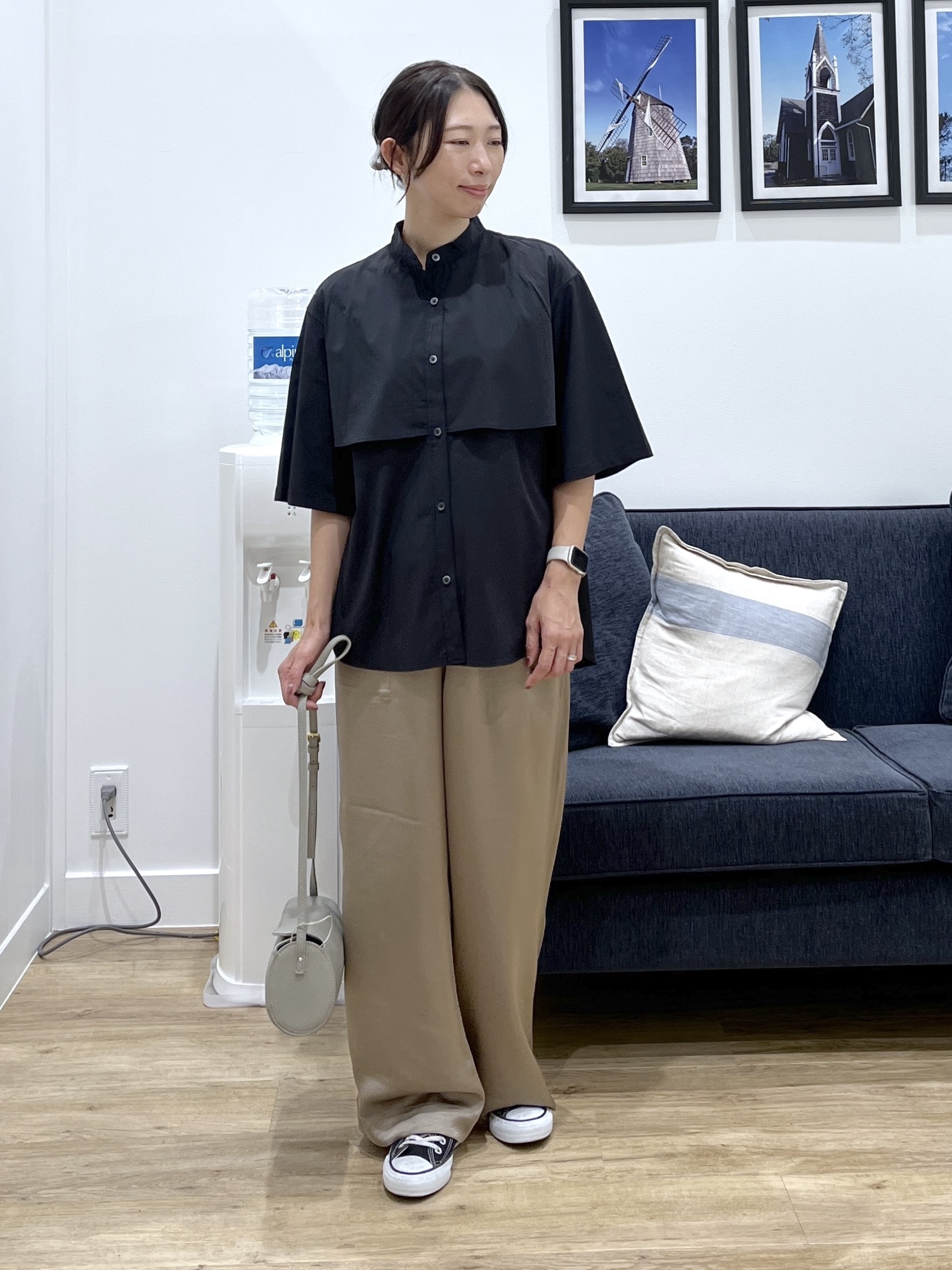 canaさんの「Dessin｜多機能素材バンドカラーシャツ」を使ったコーディネート