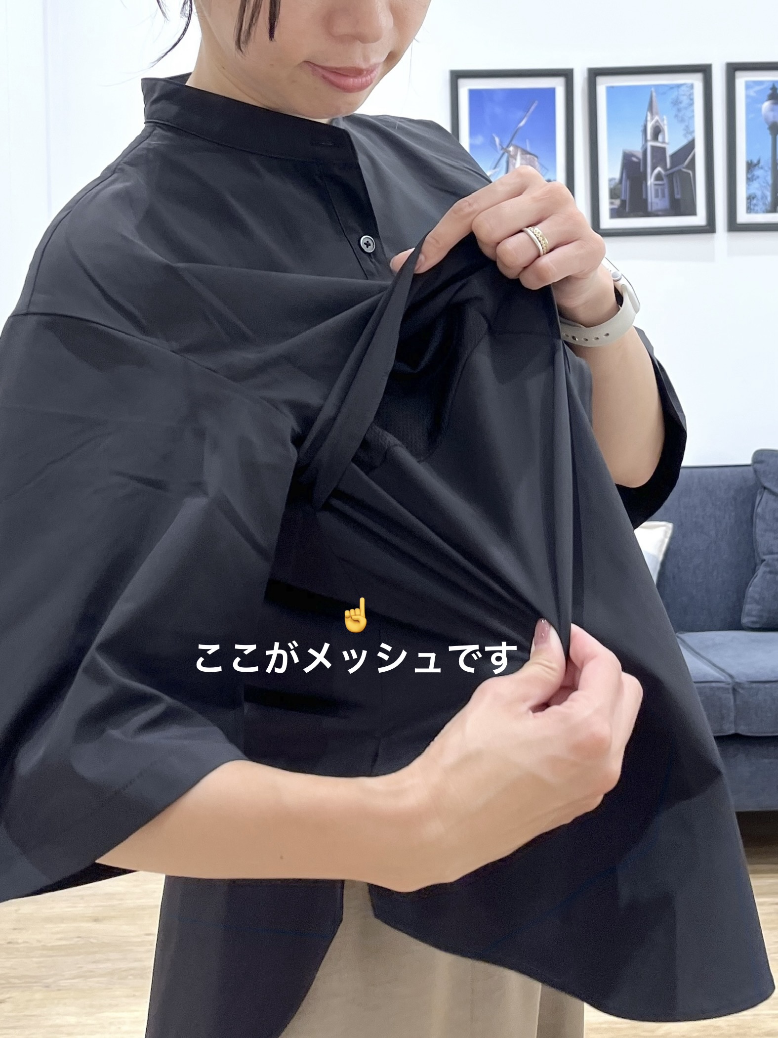 canaさんの「Dessin｜多機能素材バンドカラーシャツ」を使ったコーディネート