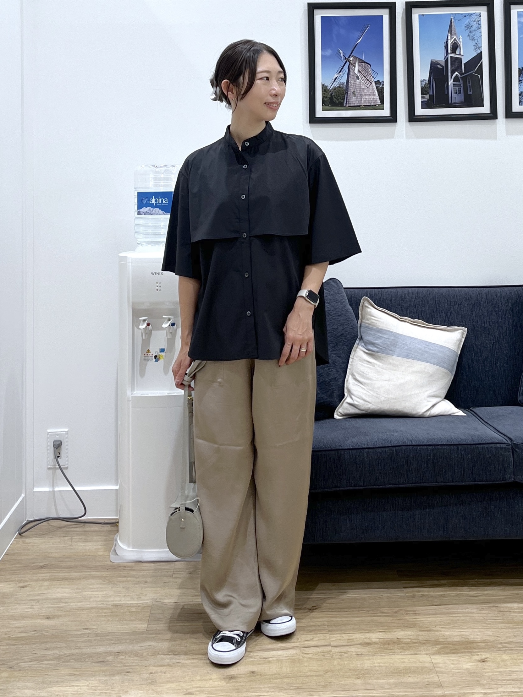 canaさんの「Dessin｜多機能素材バンドカラーシャツ」を使ったコーディネート