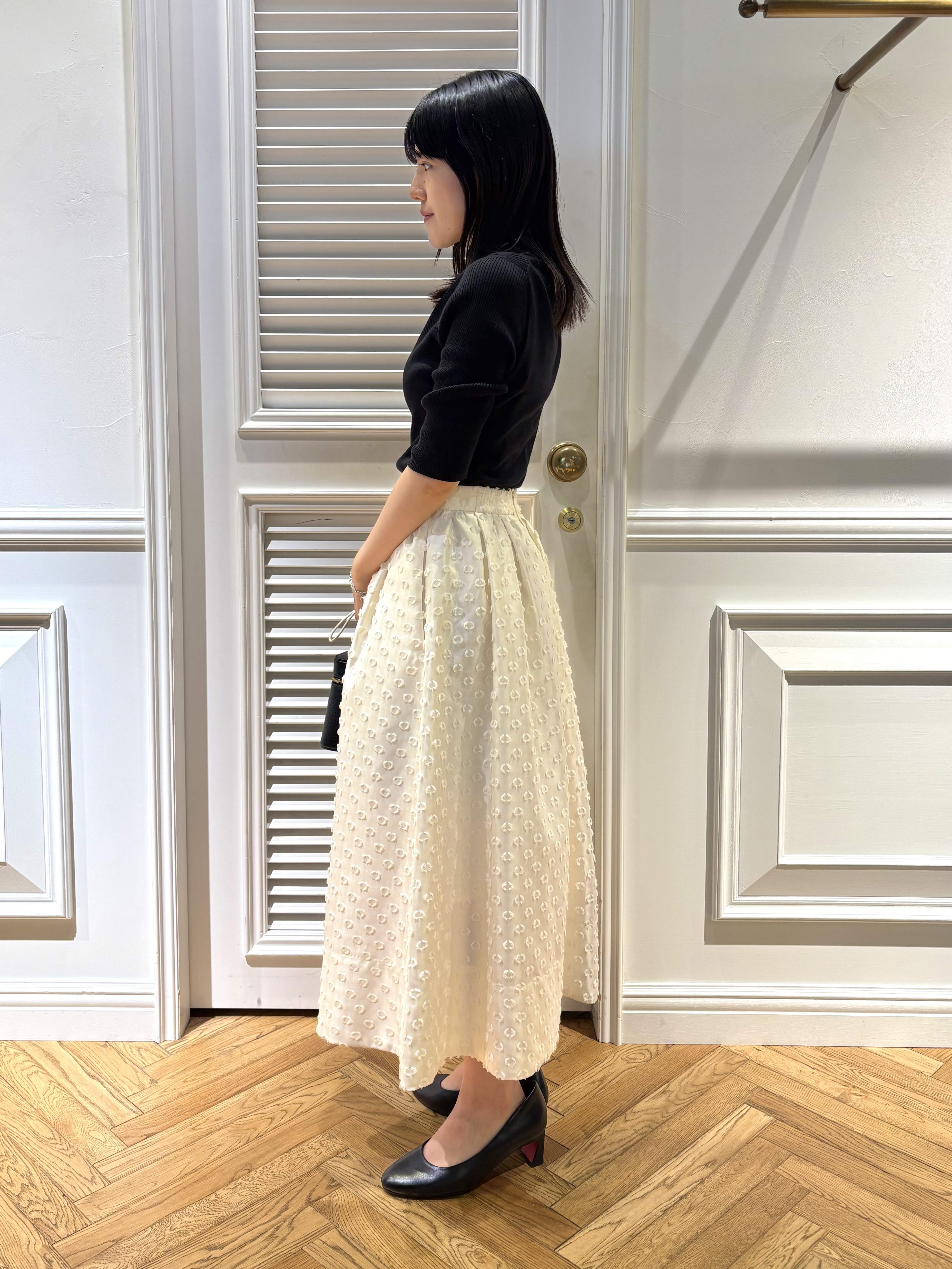 cocoさんの「DRESSTERIOR｜【接触冷感】クールタッチ ハーフスリーブニット」を使ったコーディネート