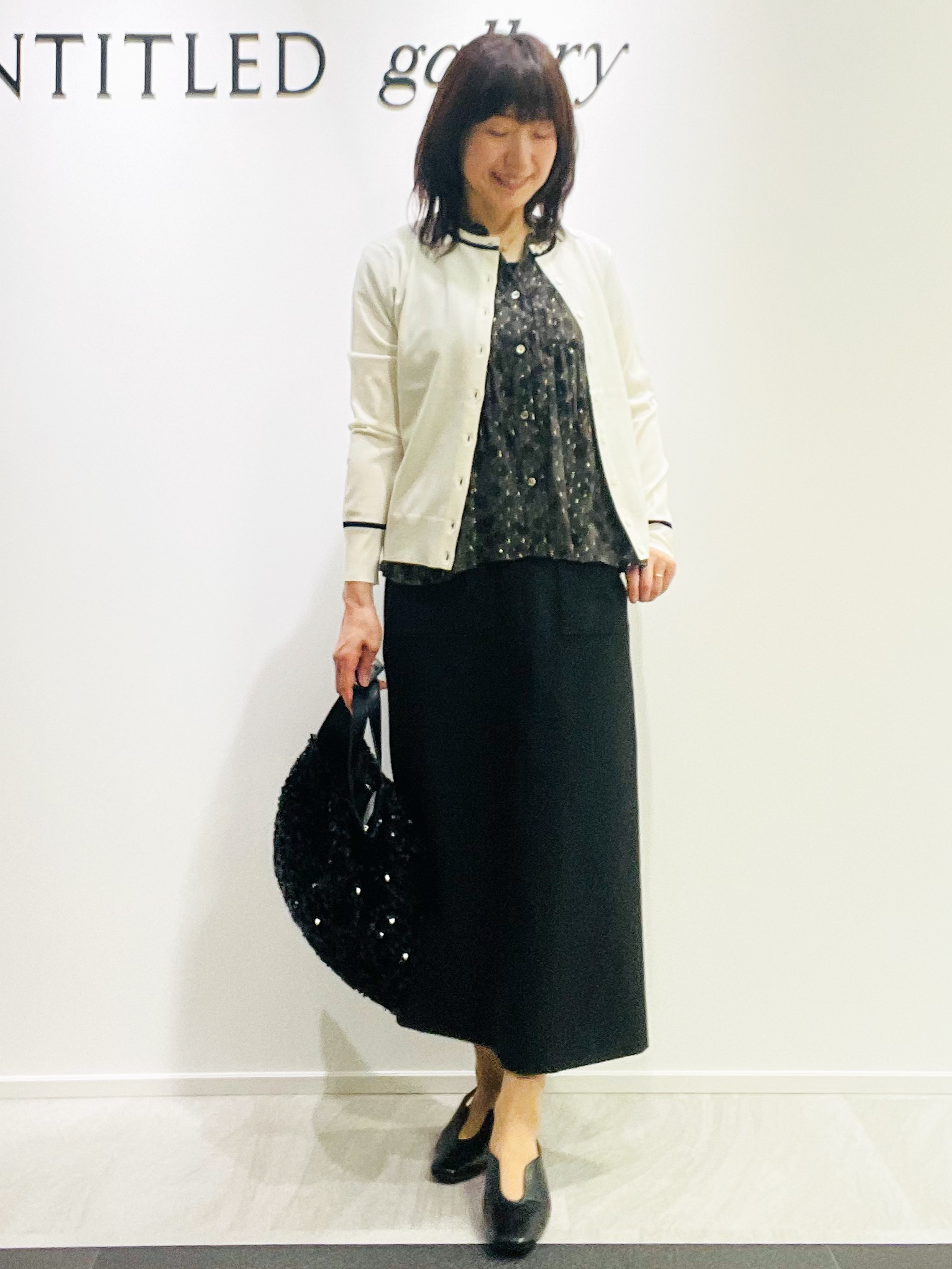 めいさんの「UNTITLED｜【アンサンブル可能/秋羽織り】コンパクトニットカーディガン」を使ったコーディネート