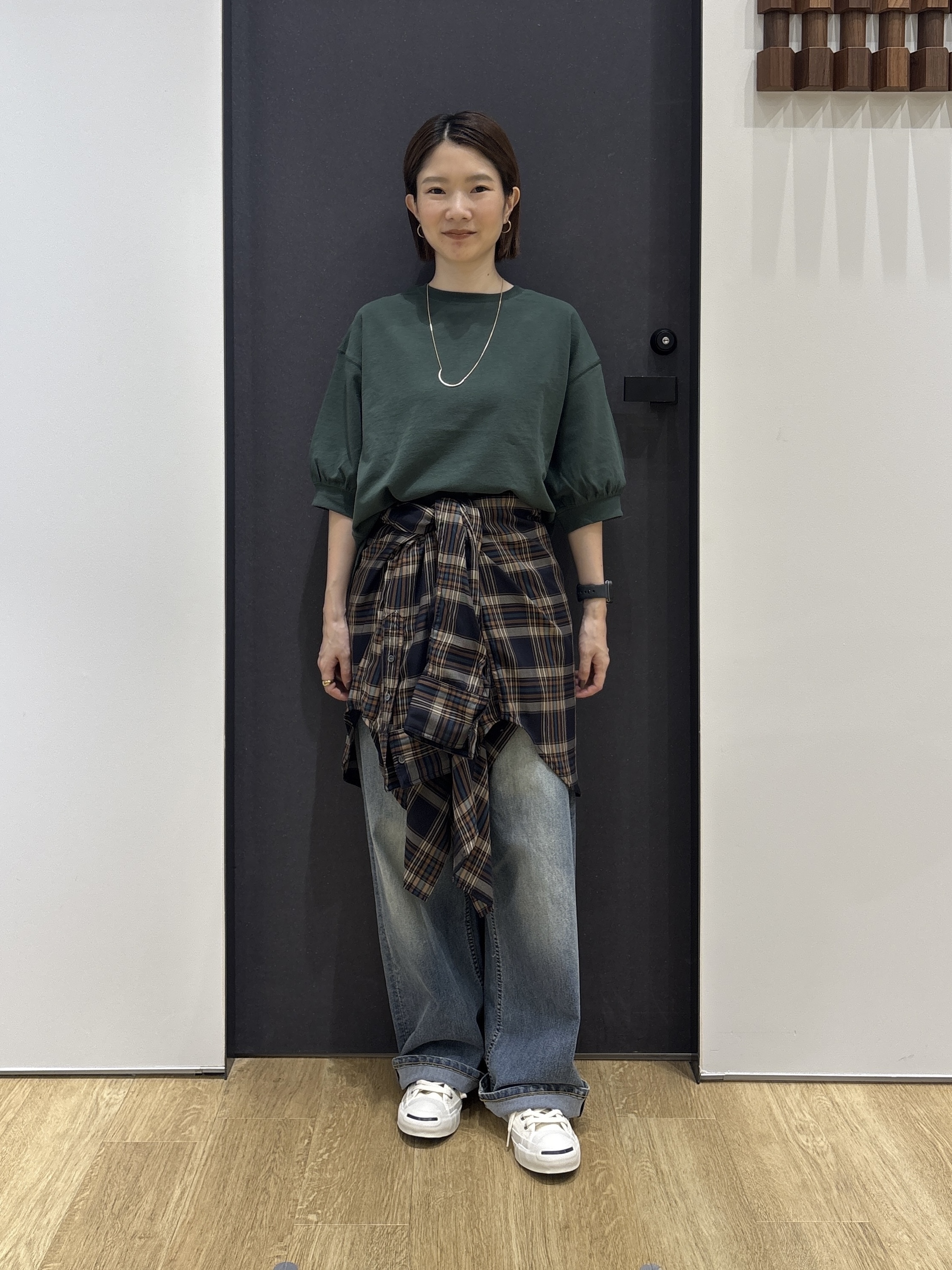 risaさんの「Dessin｜【高レビュー/洗える/XS-L】バックヘンリーミニ裏毛 5分袖」を使ったコーディネート