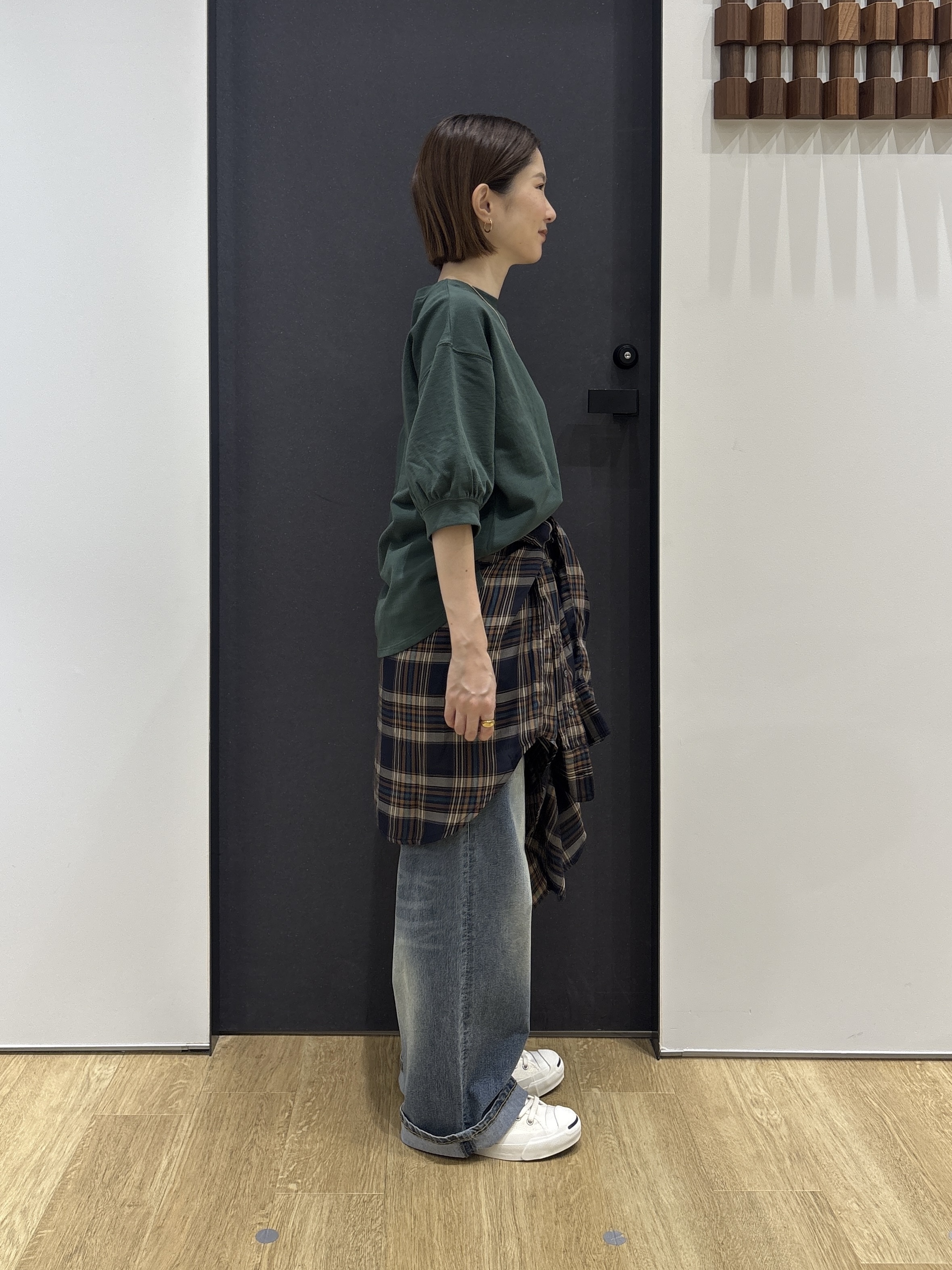 risaさんの「Dessin｜【高レビュー/洗える/XS-L】バックヘンリーミニ裏毛 5分袖」を使ったコーディネート