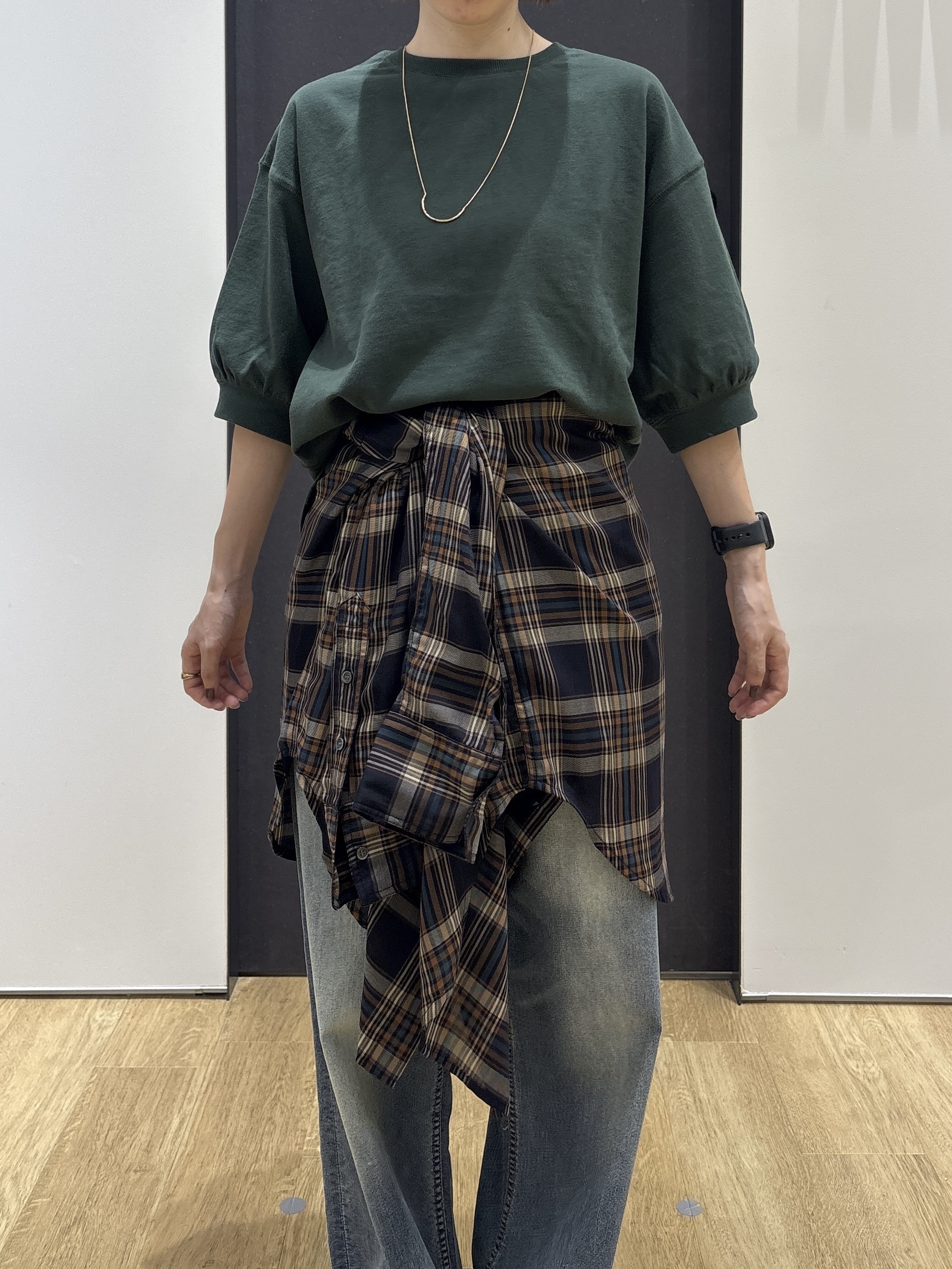 risaさんの「Dessin｜【高レビュー/洗える/XS-L】バックヘンリーミニ裏毛 5分袖」を使ったコーディネート