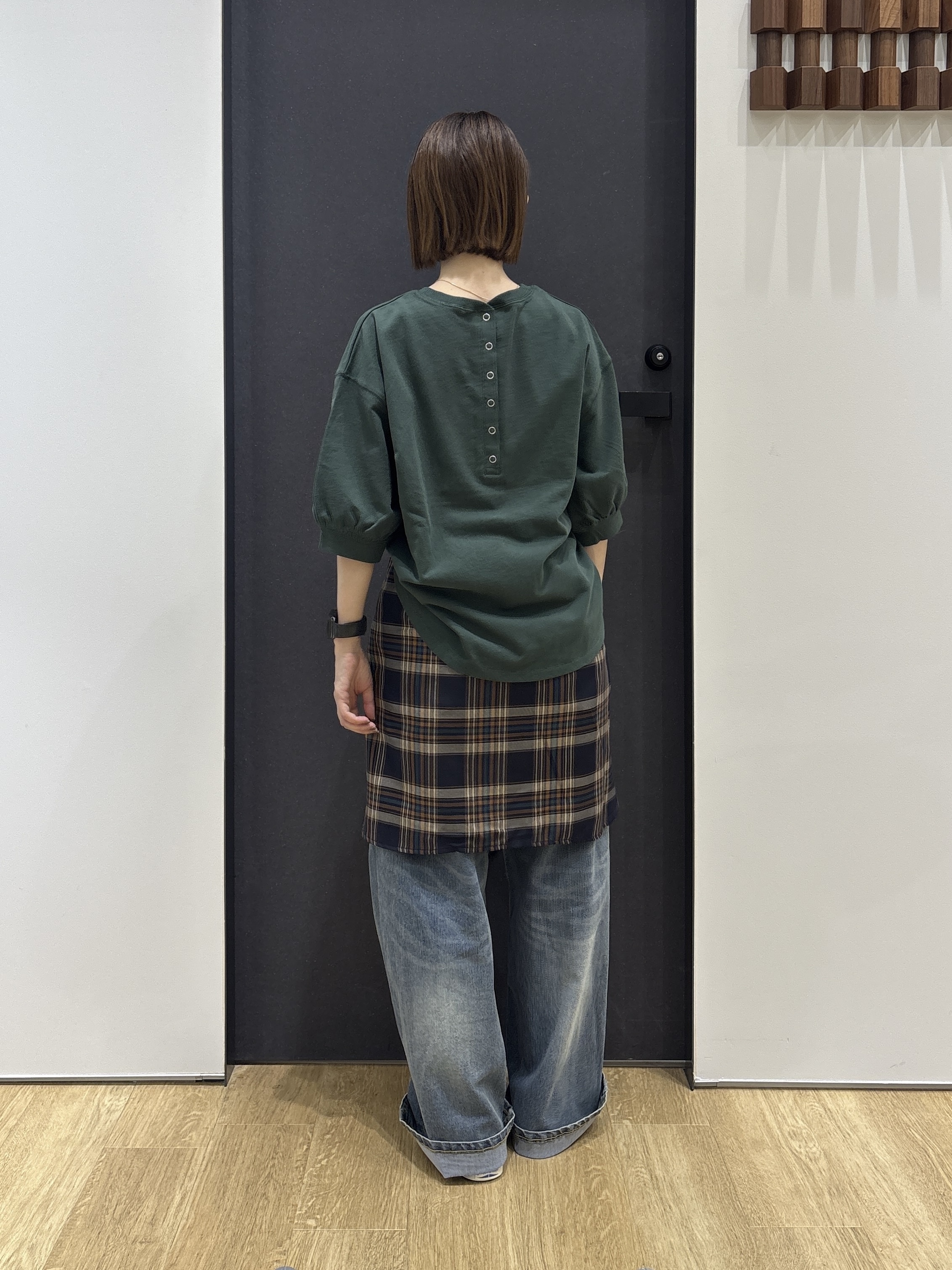 risaさんの「Dessin｜【高レビュー/洗える/XS-L】バックヘンリーミニ裏毛 5分袖」を使ったコーディネート