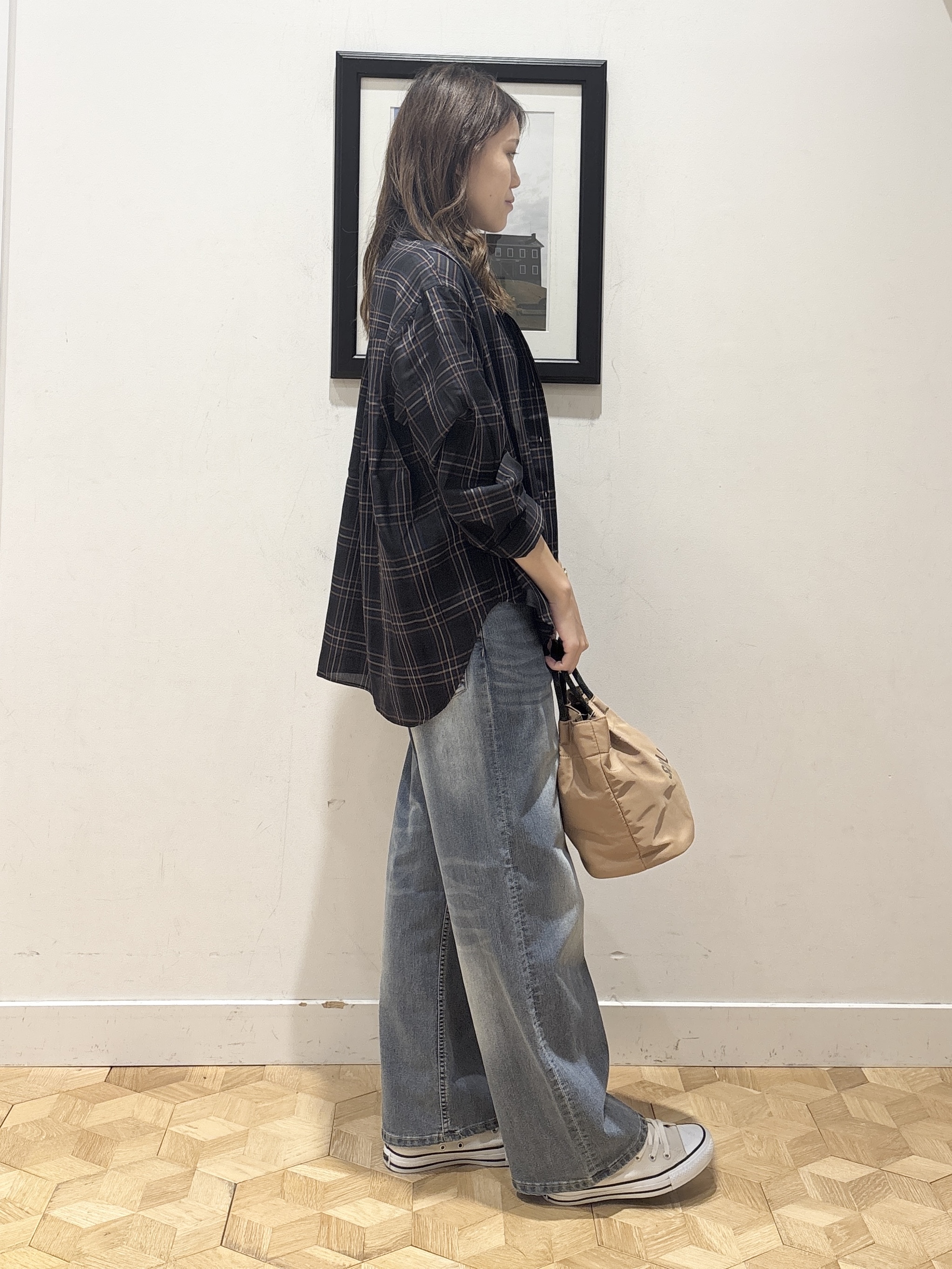 YUMIさんの「Dessin｜【セットアップ可】シアーチェック オーバーシャツ」を使ったコーディネート