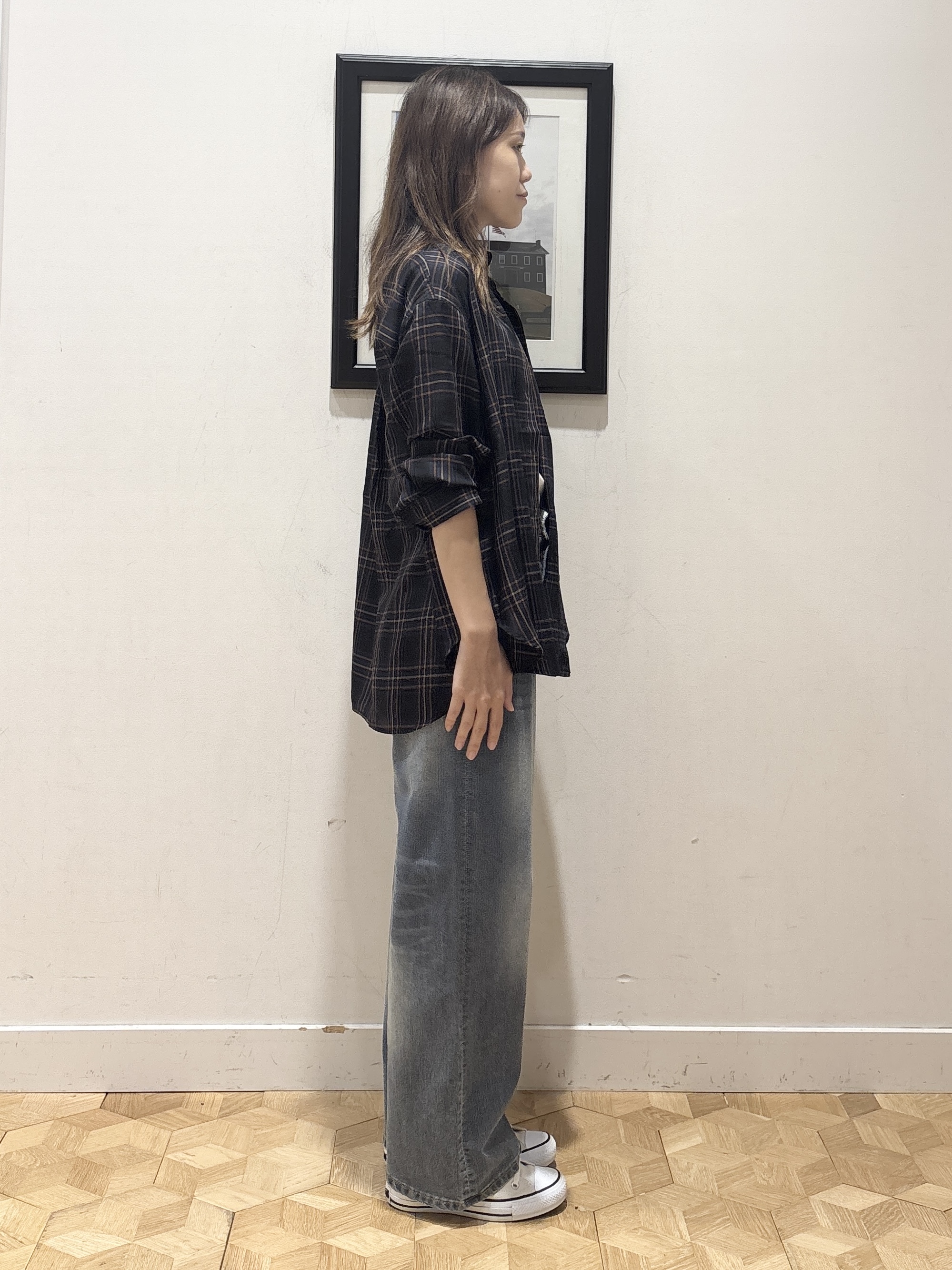 YUMIさんの「Dessin｜【セットアップ可】シアーチェック オーバーシャツ」を使ったコーディネート