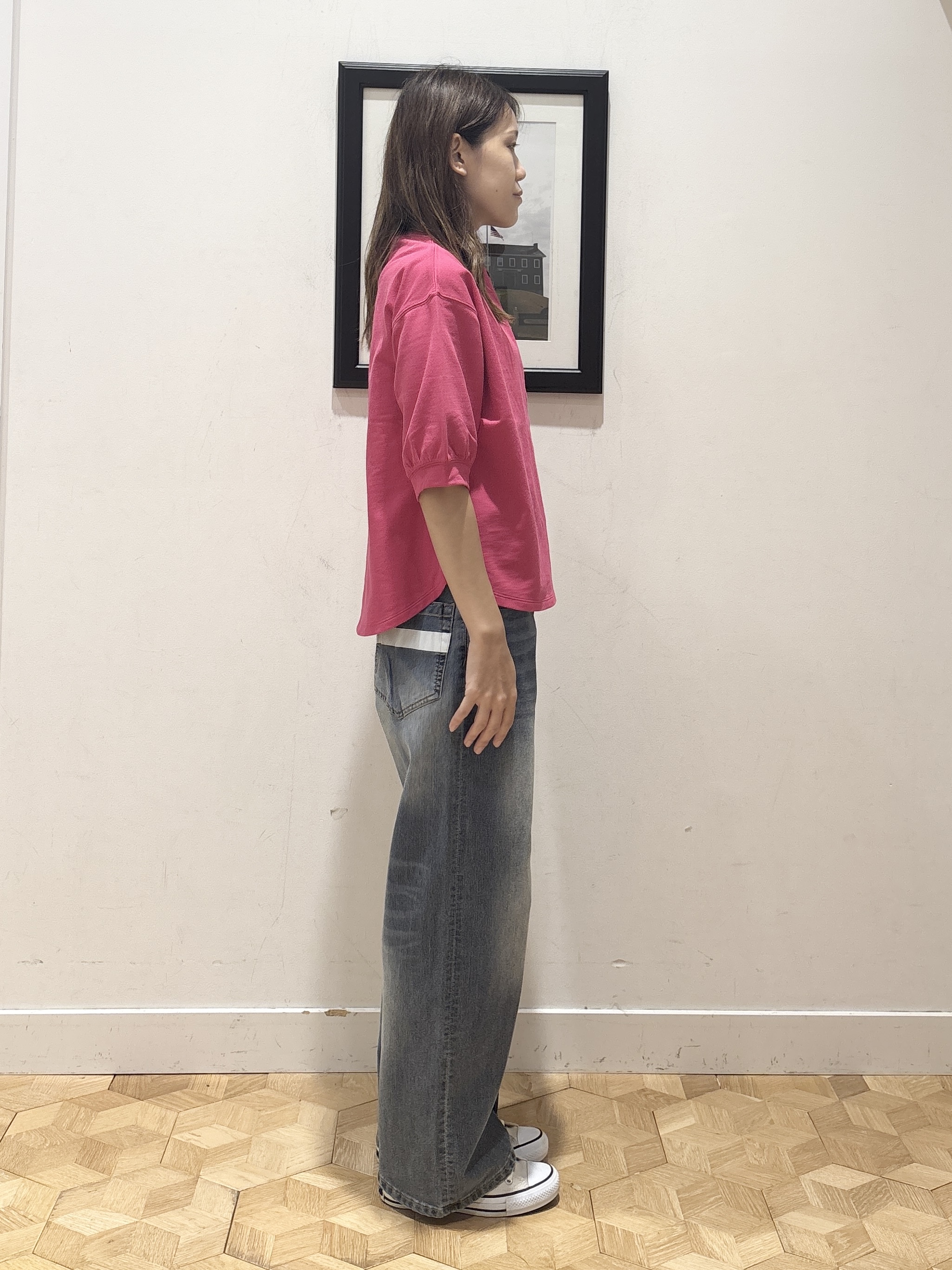 YUMIさんの「Dessin｜【高レビュー/洗える/XS-L】バックヘンリーミニ裏毛 5分袖」を使ったコーディネート