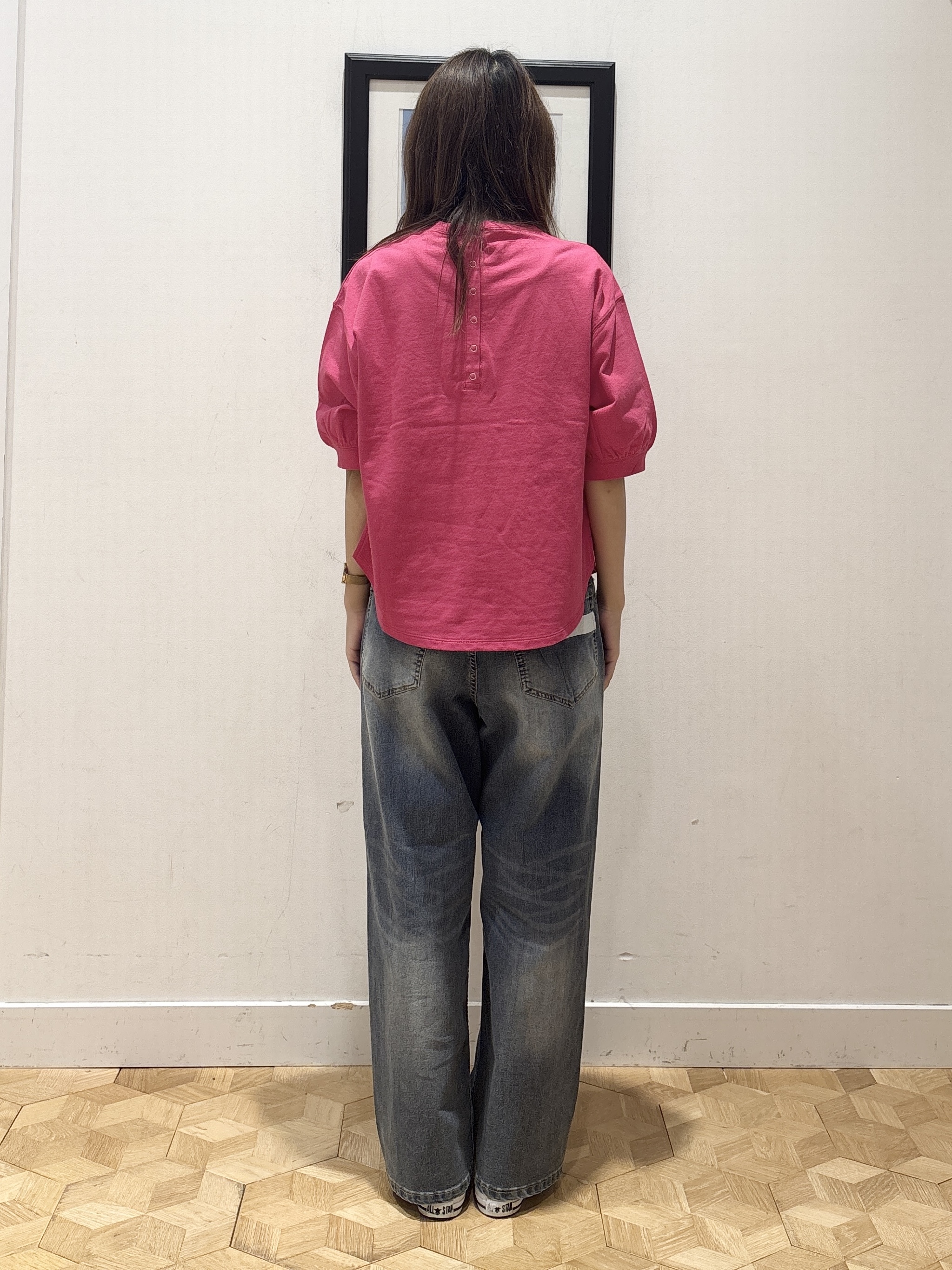 YUMIさんの「Dessin｜【高レビュー/洗える/XS-L】バックヘンリーミニ裏毛 5分袖」を使ったコーディネート