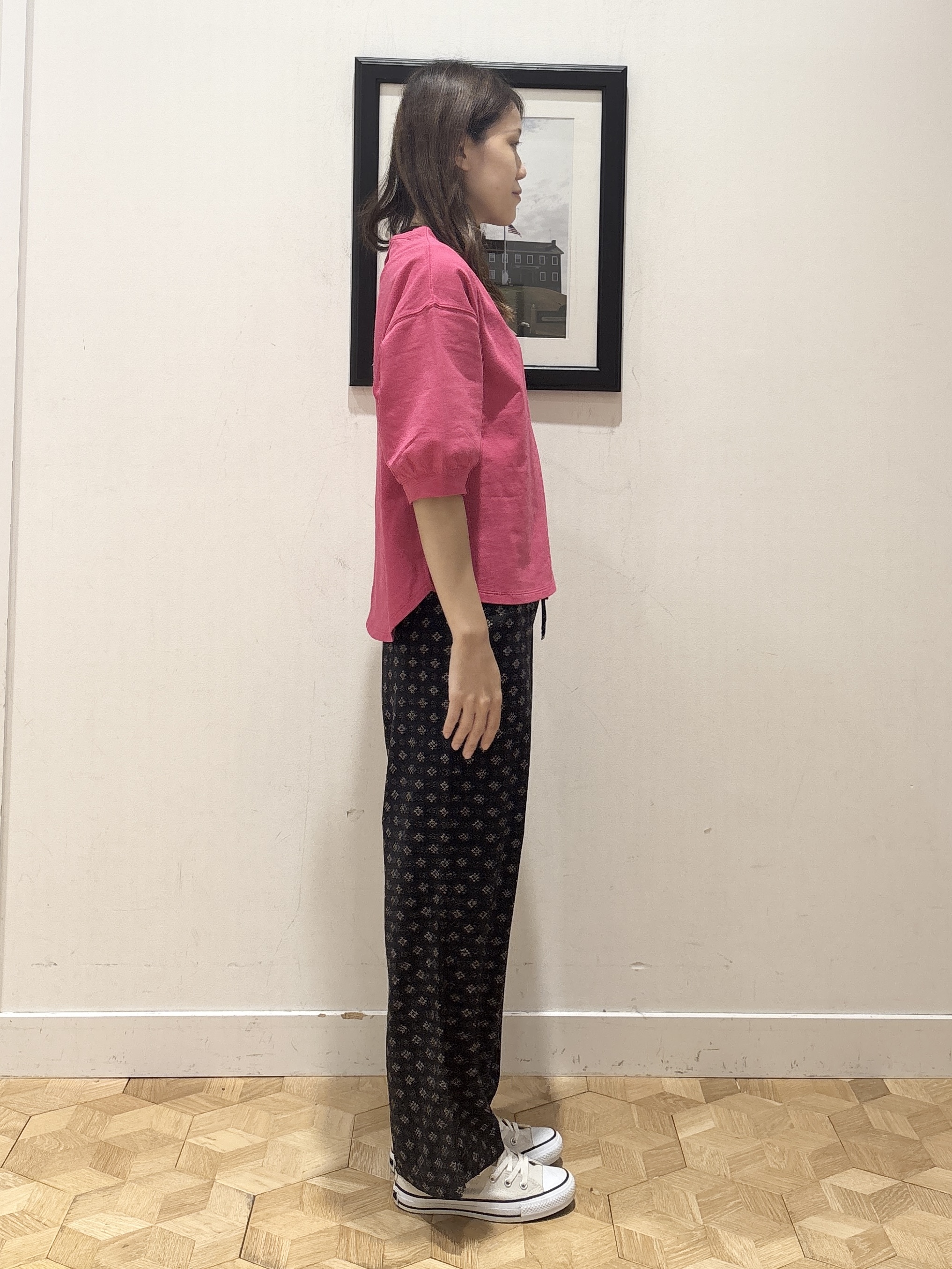 YUMIさんの「Dessin｜【高レビュー/洗える/XS-L】バックヘンリーミニ裏毛 5分袖」を使ったコーディネート