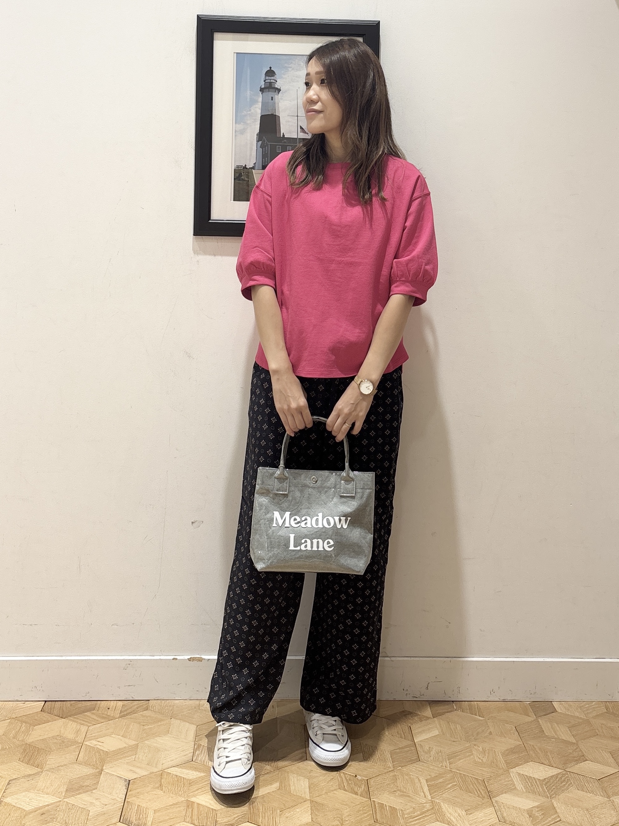 YUMIさんの「Dessin｜【高レビュー/洗える/XS-L】バックヘンリーミニ裏毛 5分袖」を使ったコーディネート