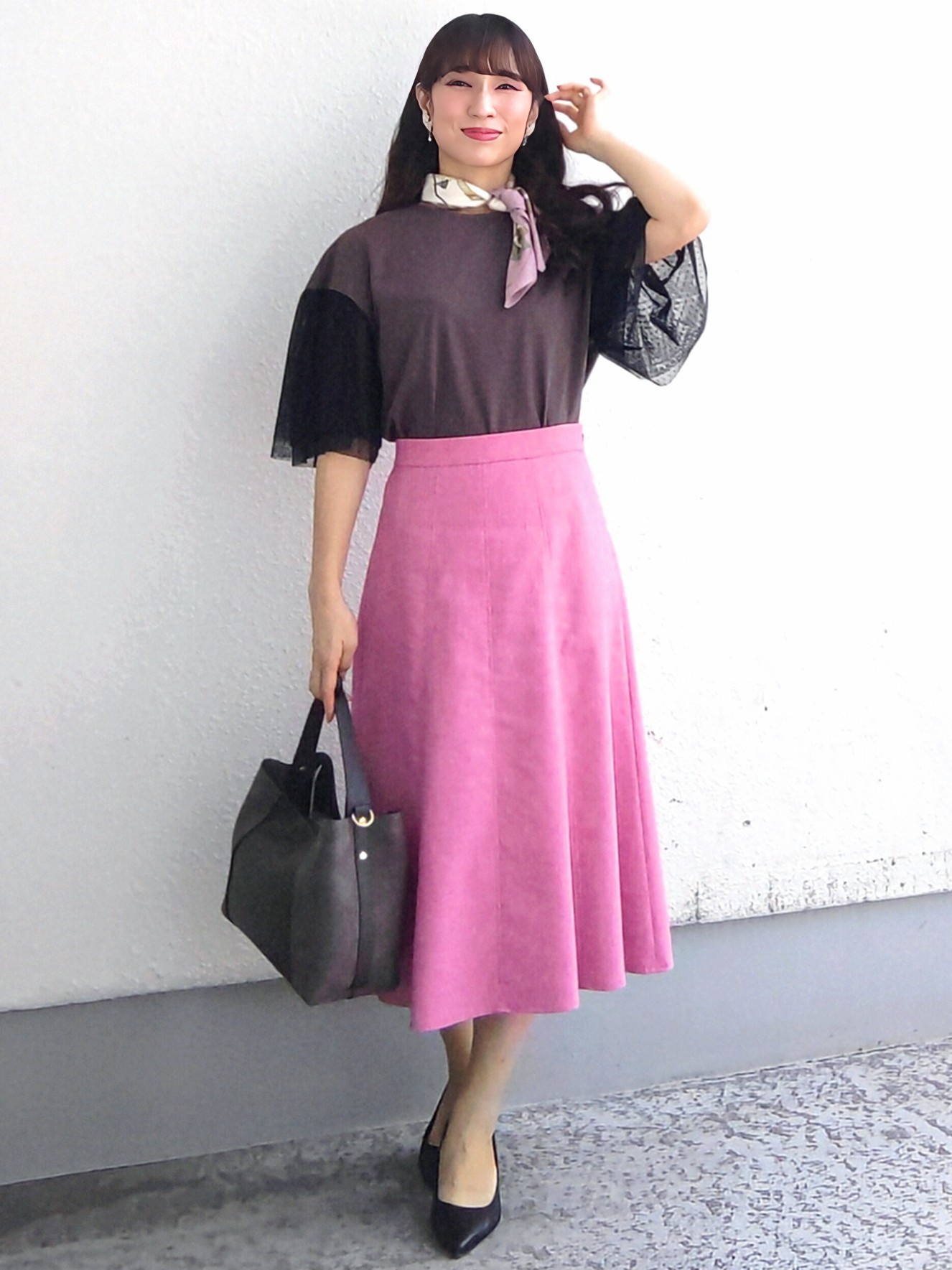 keinaさんの「SunaUna｜チュール袖カットソー」を使ったコーディネート