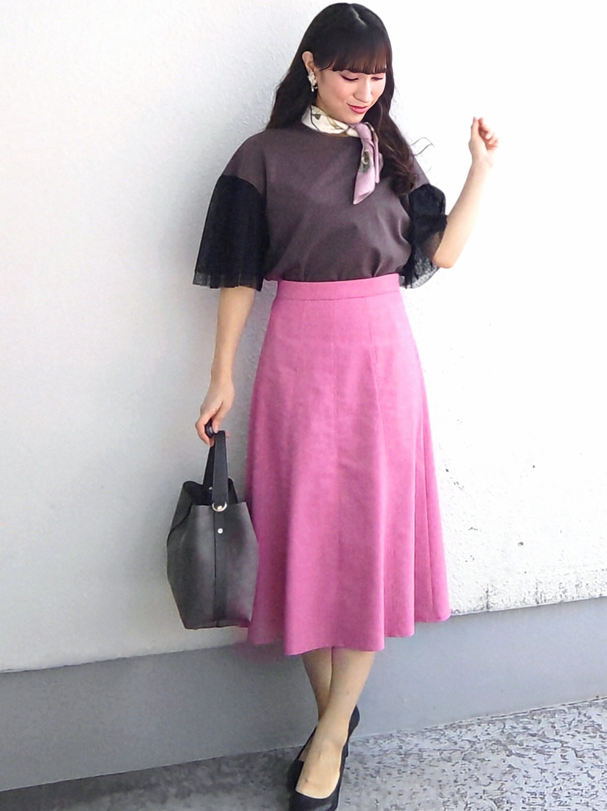 keinaさんの「SunaUna｜チュール袖カットソー」を使ったコーディネート