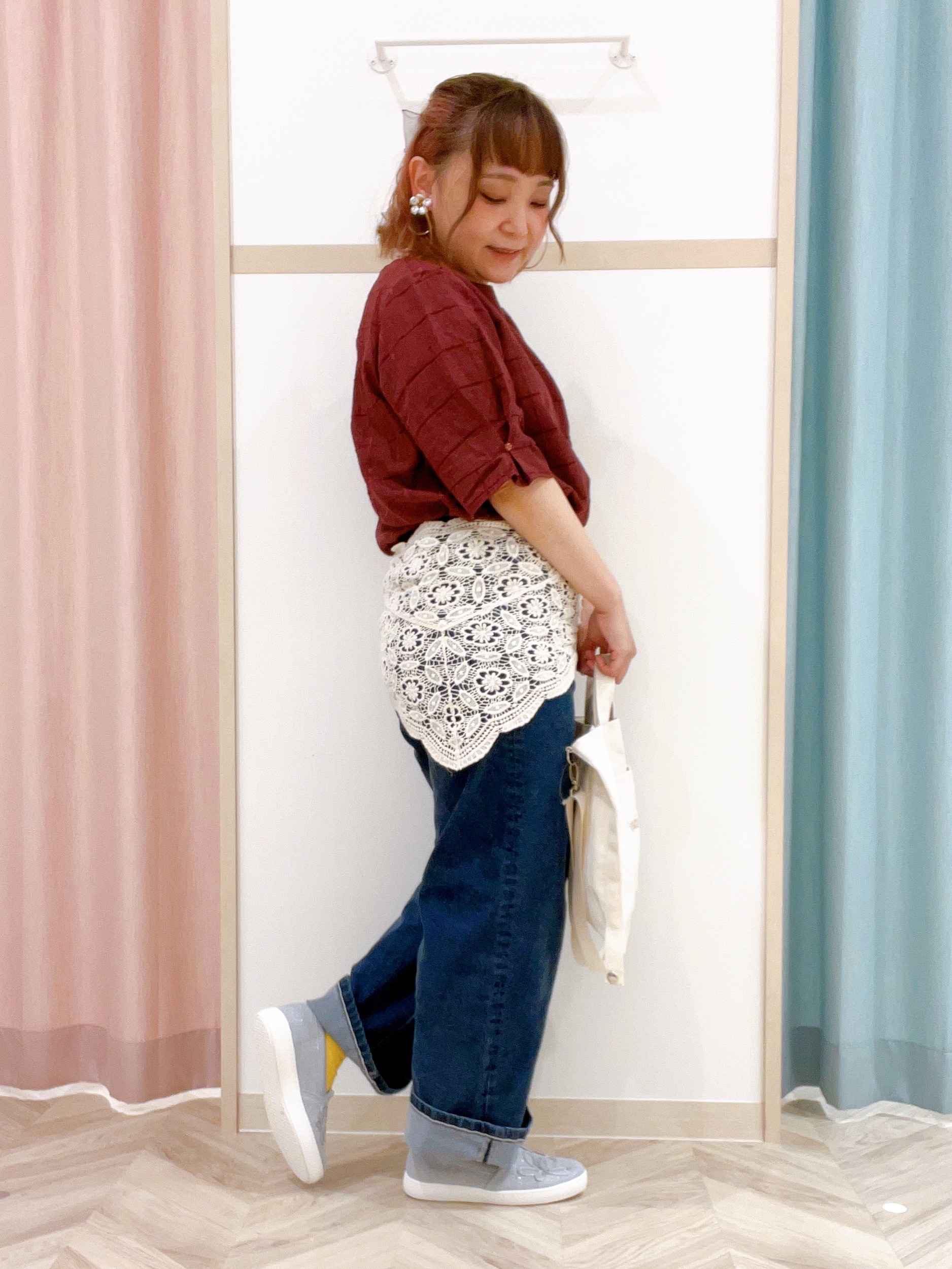 kitaさんの「SHOO･LA･RUE｜【セットアップ可/S-LL】1枚で秋気分 モールチェックタックスリーブ ブラウス」を使ったコーディネート