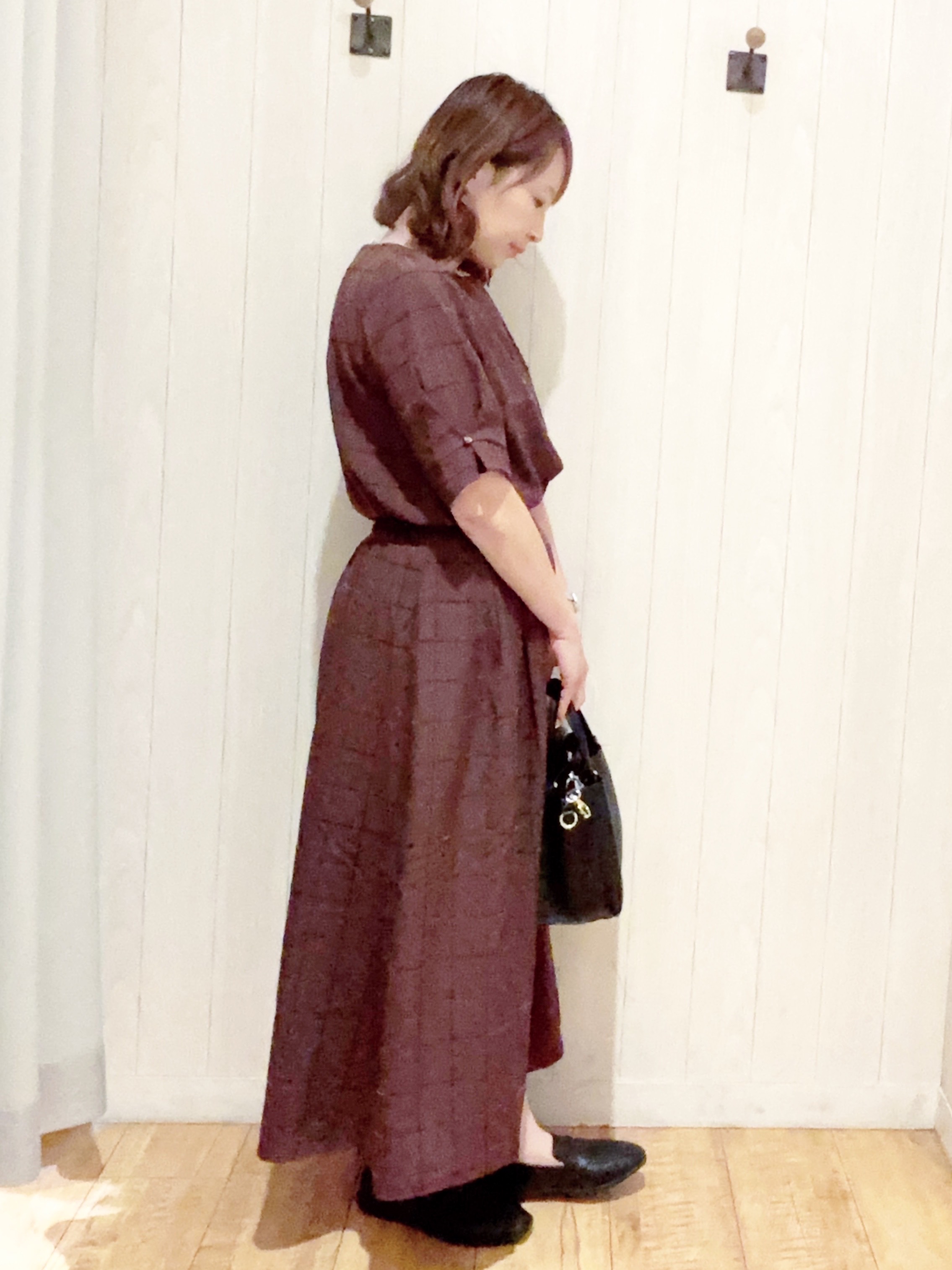 あいこさんの「SHOO･LA･RUE｜【セットアップ可/S-LL】1枚で秋気分 モールチェックタックスリーブ ブラウス」を使ったコーディネート