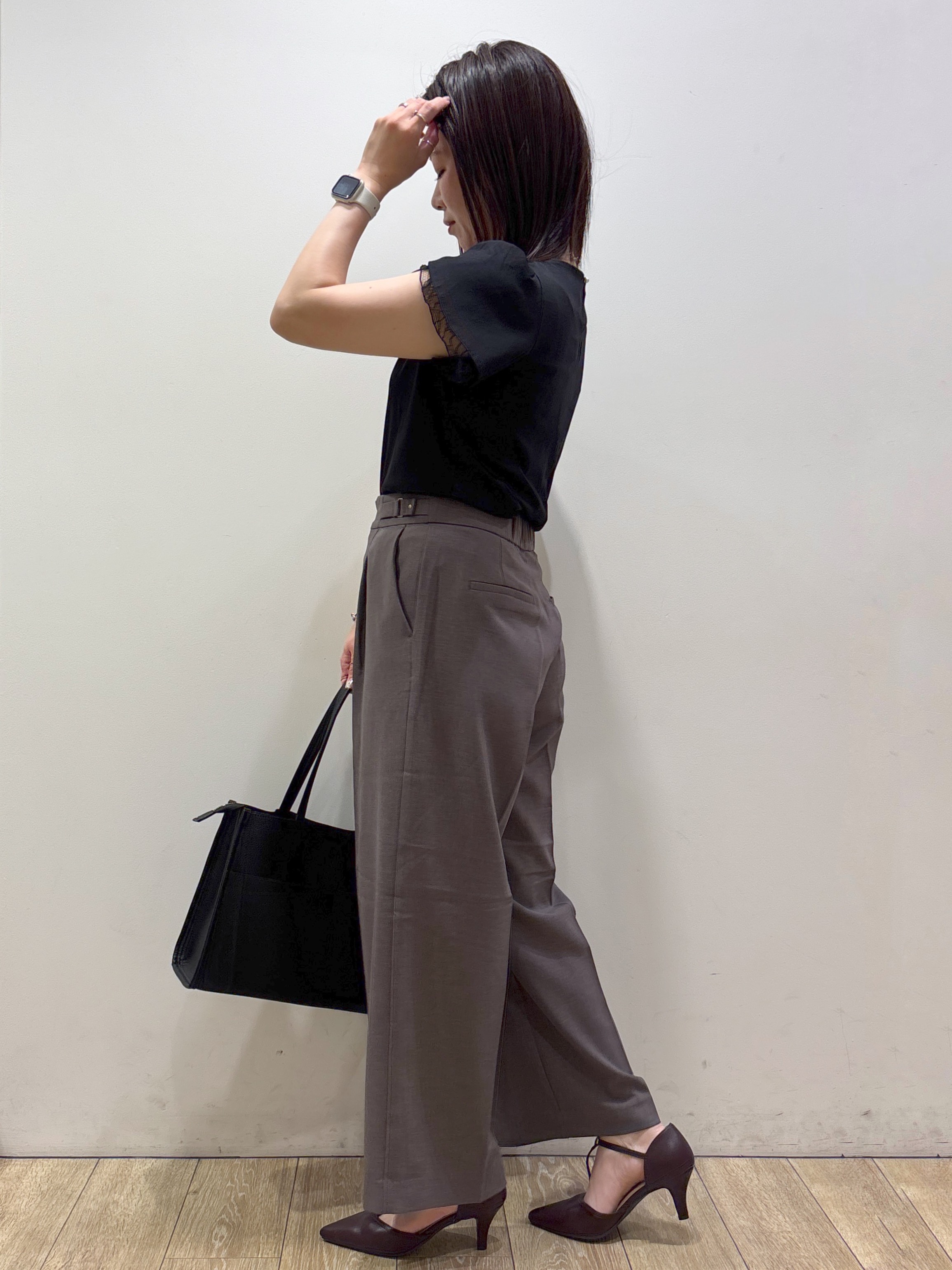 mameさんの「index｜【接触冷感／UVケア】ハートネックレースレイヤードトップス《洗濯機OK／6col》」を使ったコーディネート