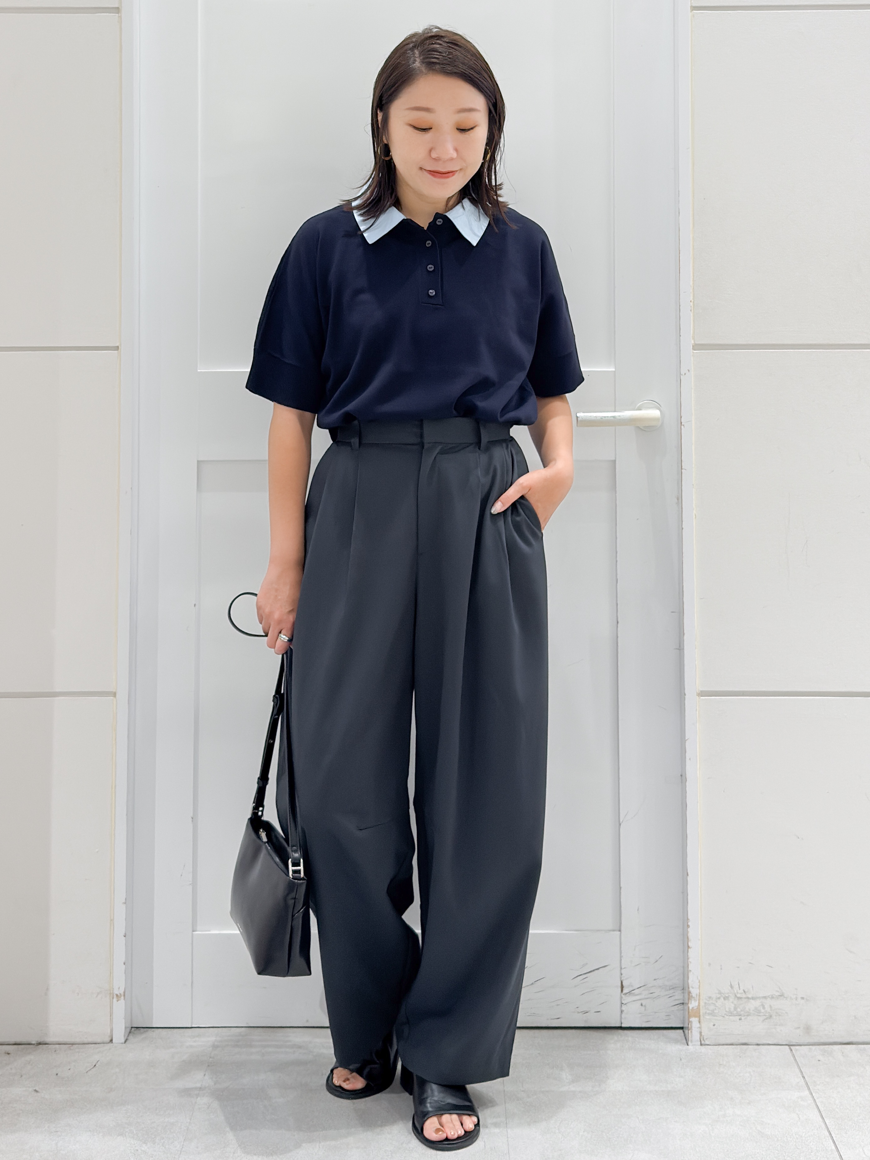 yuka.aさんの「OPAQUE.CLIP｜【森絵梨佳さん着用】2WAY衿ドッキングニット《洗濯機OK》」を使ったコーディネート