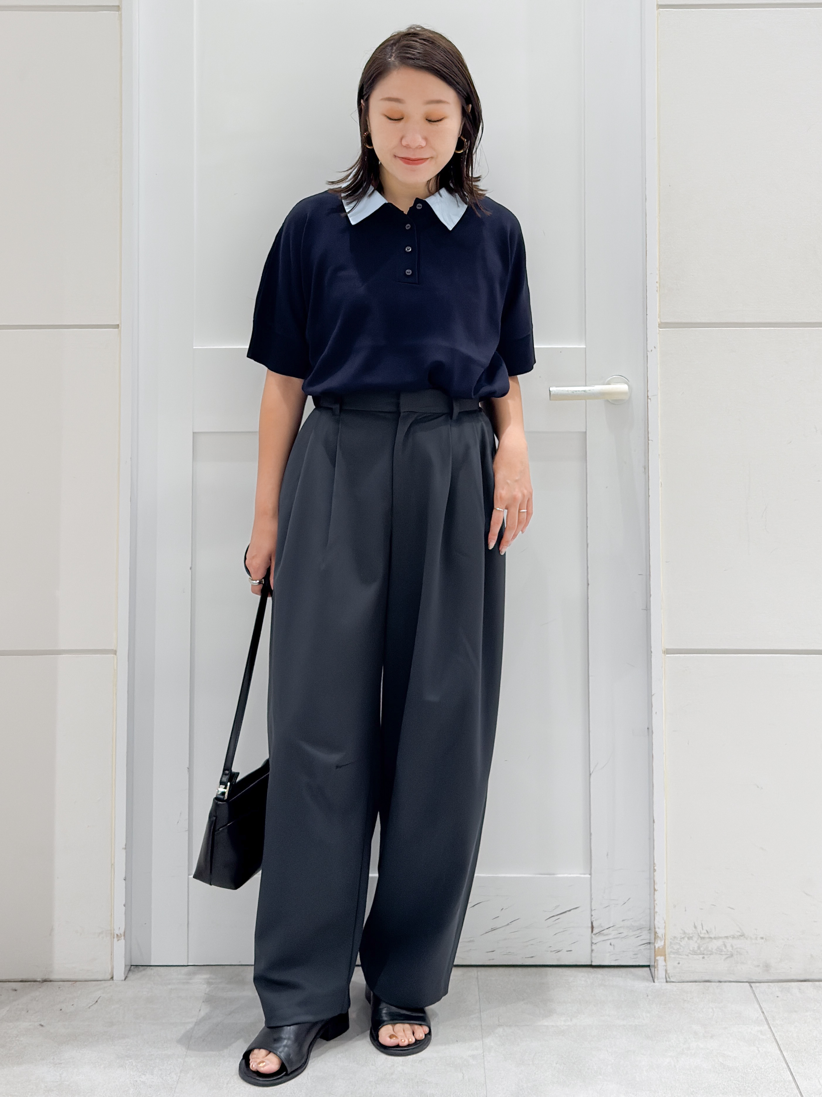 yuka.aさんの「OPAQUE.CLIP｜【森絵梨佳さん着用】2WAY衿ドッキングニット《洗濯機OK》」を使ったコーディネート