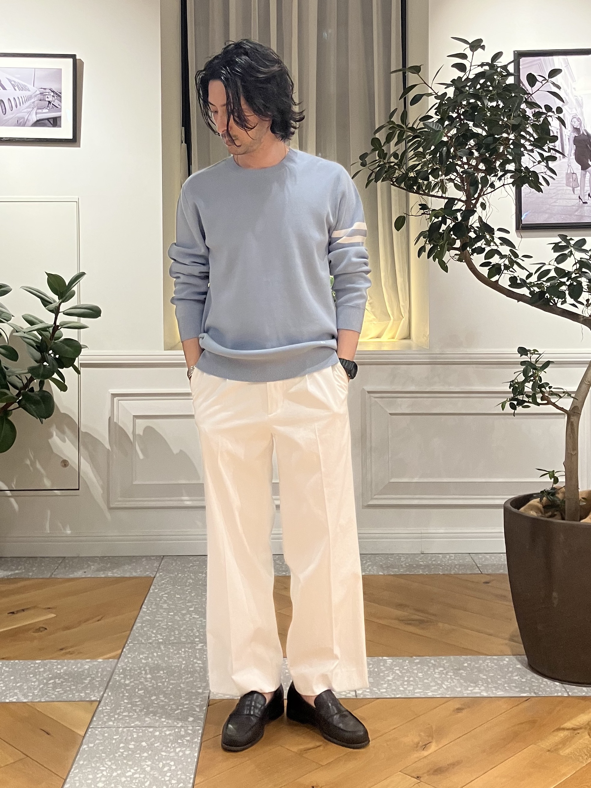junyaさんの「DRESSTERIOR｜【ウォッシャブル】サイドゴア シェルタリングワイドパンツ」を使ったコーディネート