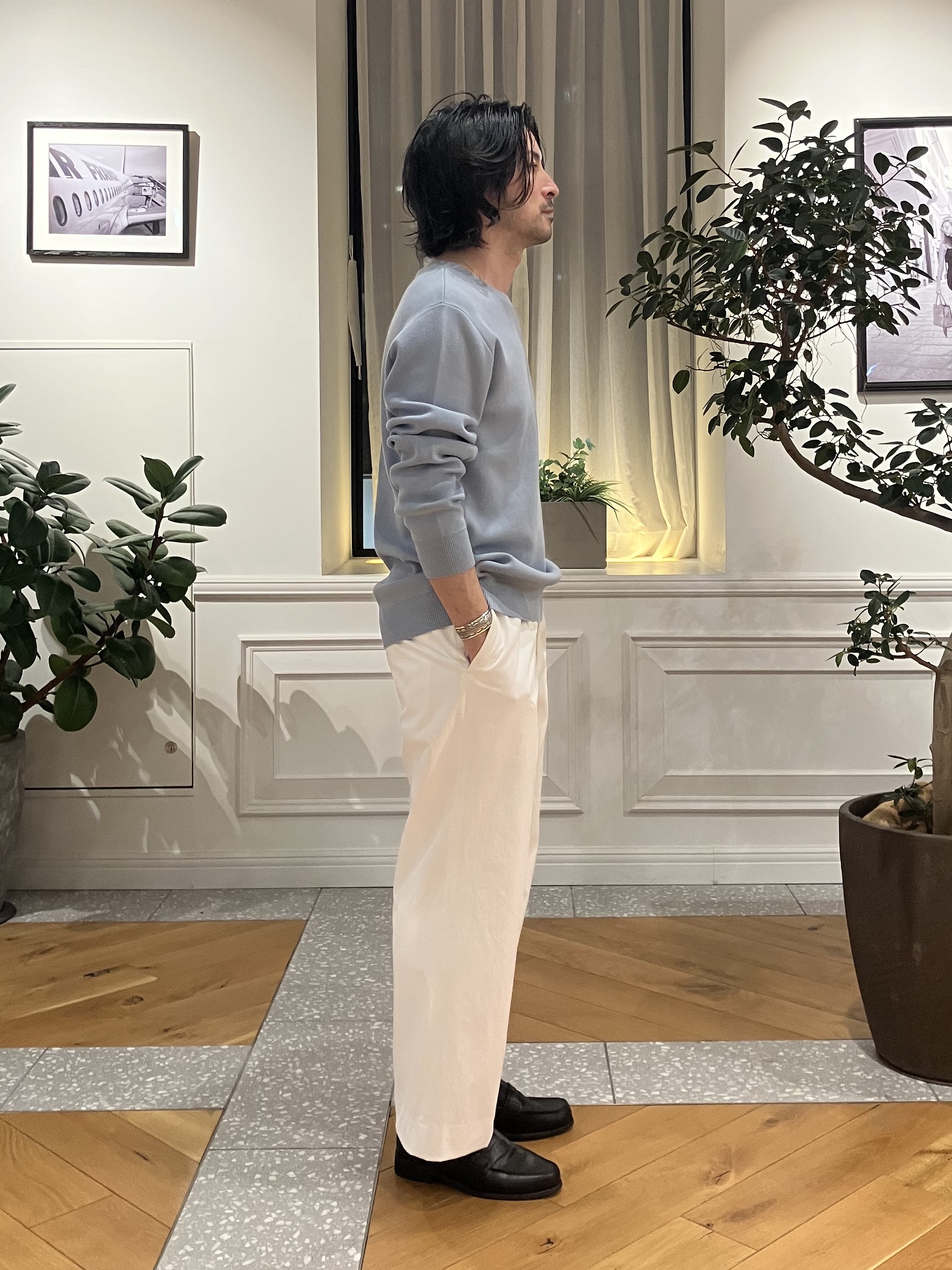 junyaさんの「DRESSTERIOR｜【ウォッシャブル】サイドゴア シェルタリングワイドパンツ」を使ったコーディネート