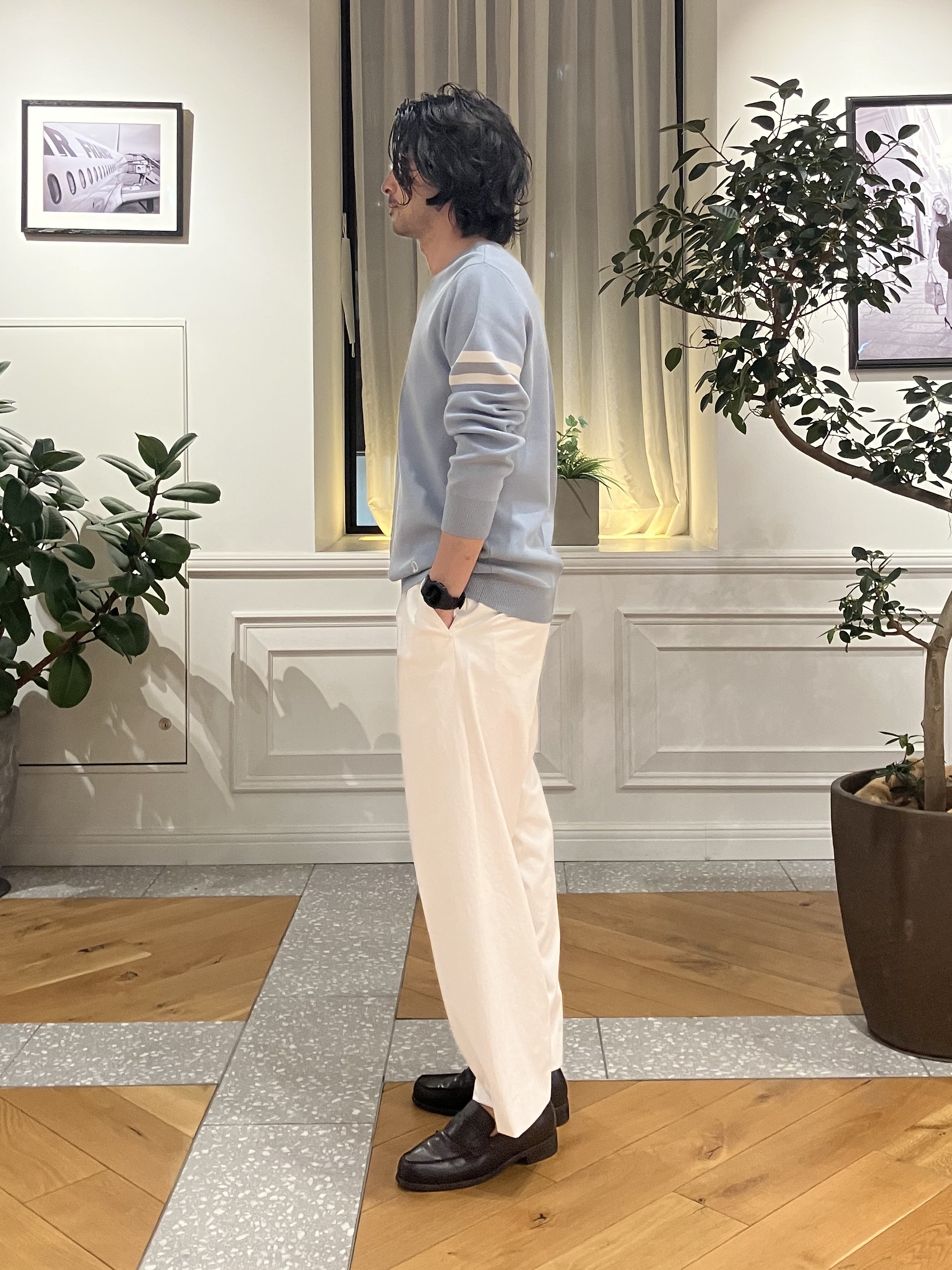 junyaさんの「DRESSTERIOR｜【ウォッシャブル】サイドゴア シェルタリングワイドパンツ」を使ったコーディネート