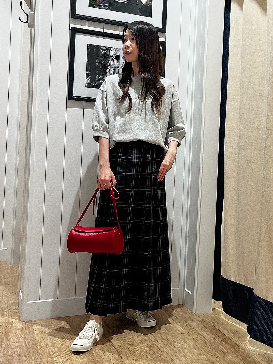 mihoさんの「Dessin｜【高レビュー/洗える/XS-L】バックヘンリーミニ裏毛 5分袖」を使ったコーディネート
