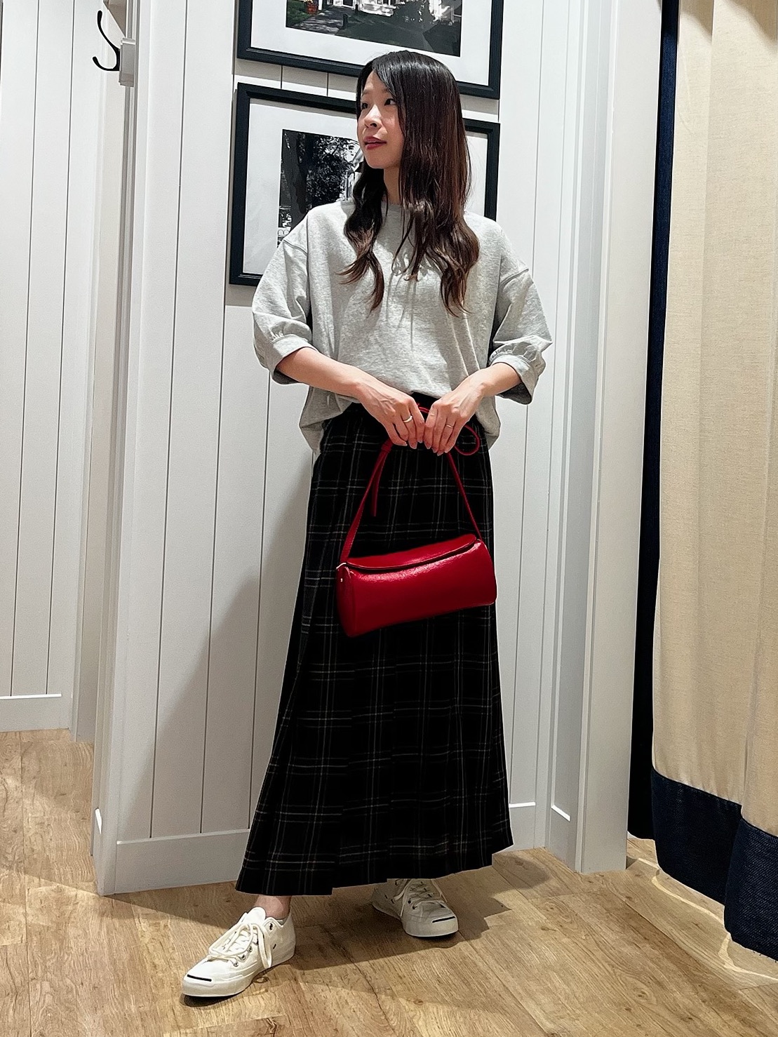 mihoさんの「Dessin｜【高レビュー/洗える/XS-L】バックヘンリーミニ裏毛 5分袖」を使ったコーディネート