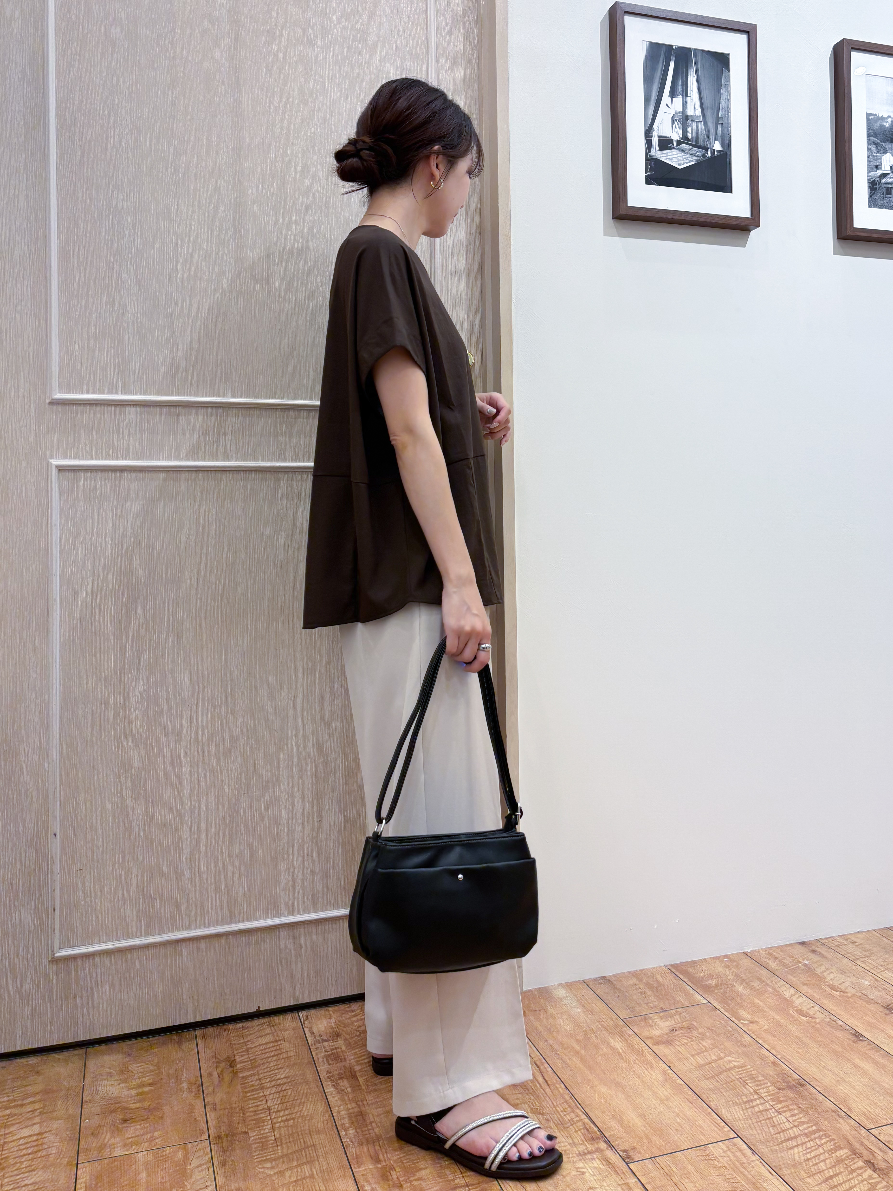 なみさんの「SHOO･LA･RUE｜【洗濯機可/セットアップ可】軽凛(かろりん) シンプル上品 切替コクーントップス」を使ったコーディネート