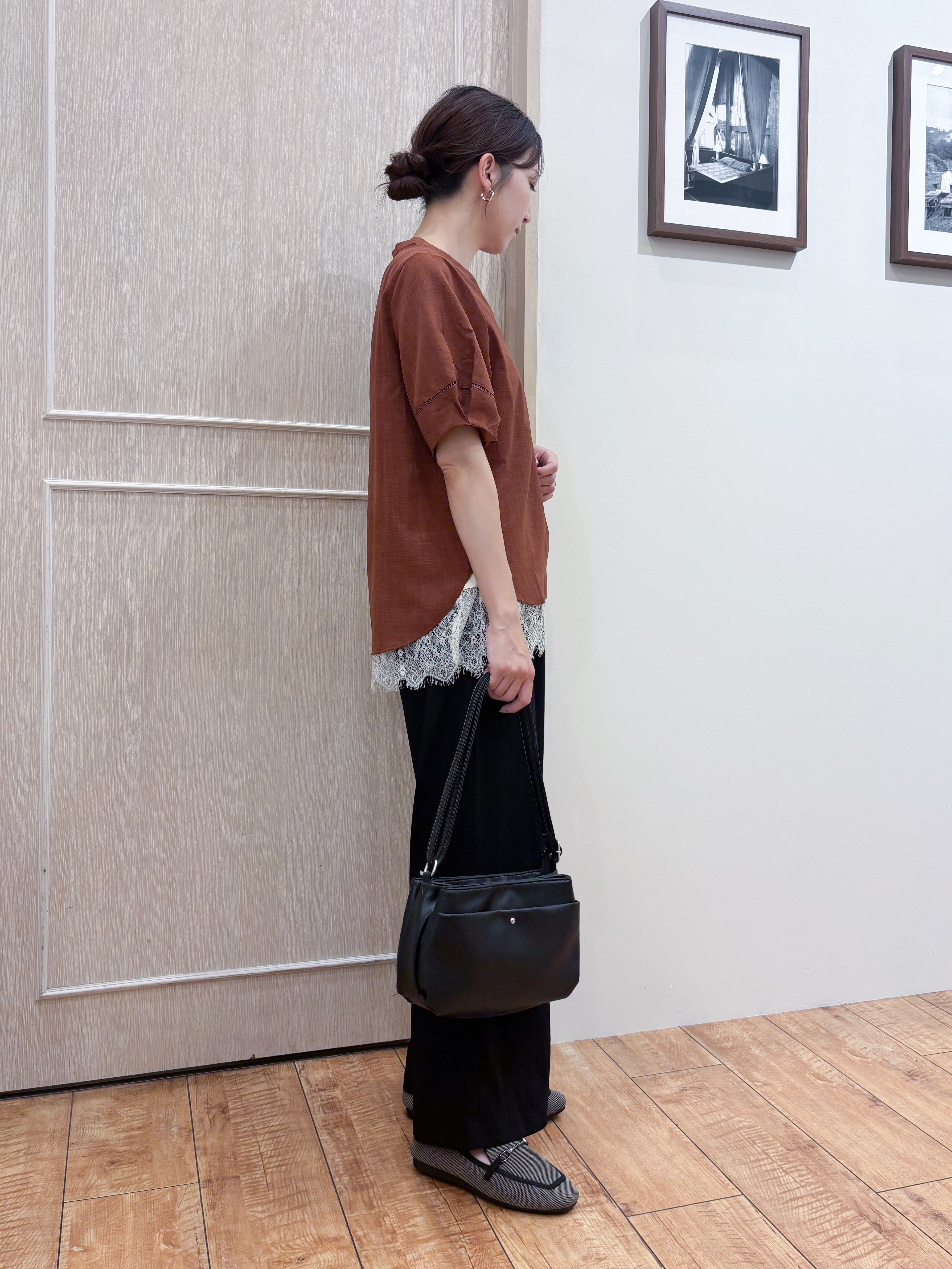 なみさんの「SHOO･LA･RUE｜【洗濯後しわになりにくい/インせずきまる】シンプルだけど女性らしい 麻調スキッパーブラウス」を使ったコーディネート