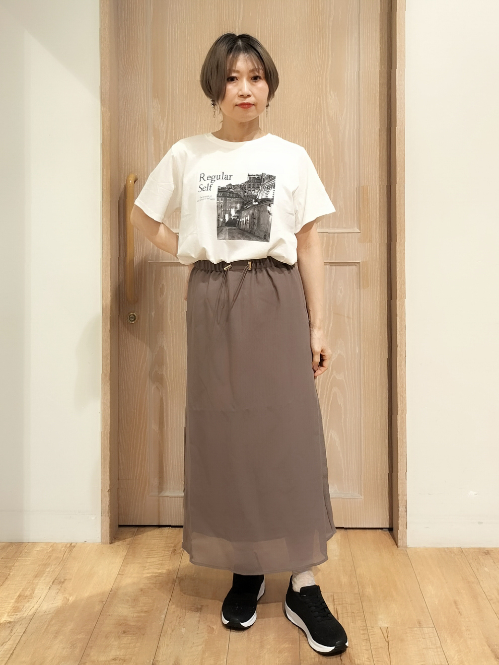 YUKIさんの「SHOO･LA･RUE｜【S-LL/5分袖/洗濯機可】程よい透け感 ポケット付きシャツ」を使ったコーディネート