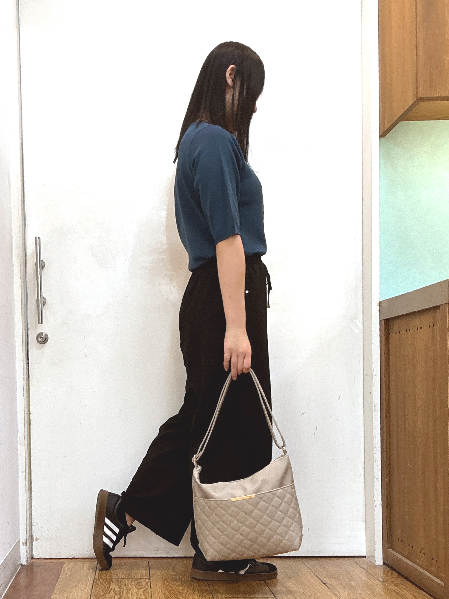 Karinさんの「SHOO･LA･RUE｜【ガンガン洗える/毛玉になりにくい】二の腕見せない 5分袖ニット」を使ったコーディネート