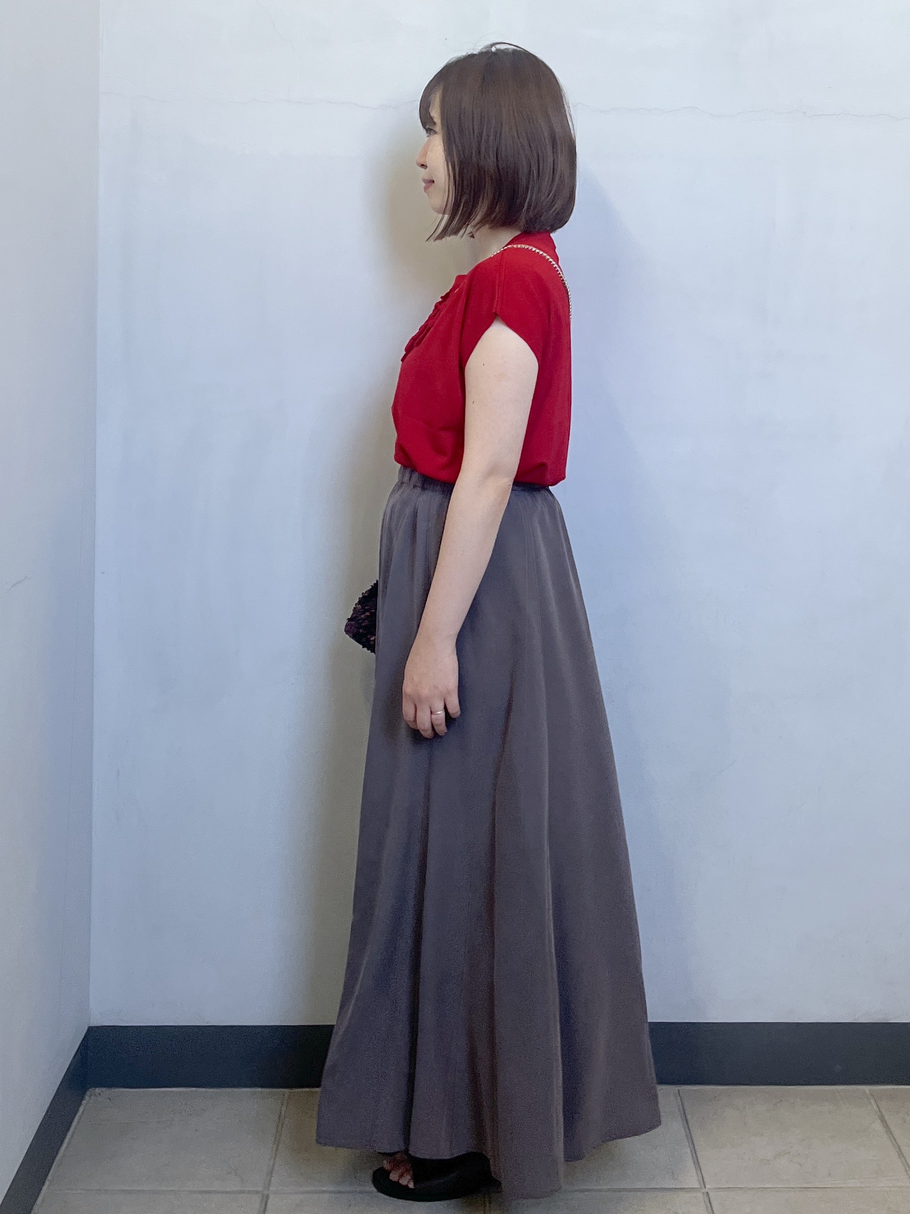 mikiさんの「OPAQUE.CLIP｜【UV】フリルフレンチスリーブニット《接触冷感／洗濯機OK》」を使ったコーディネート