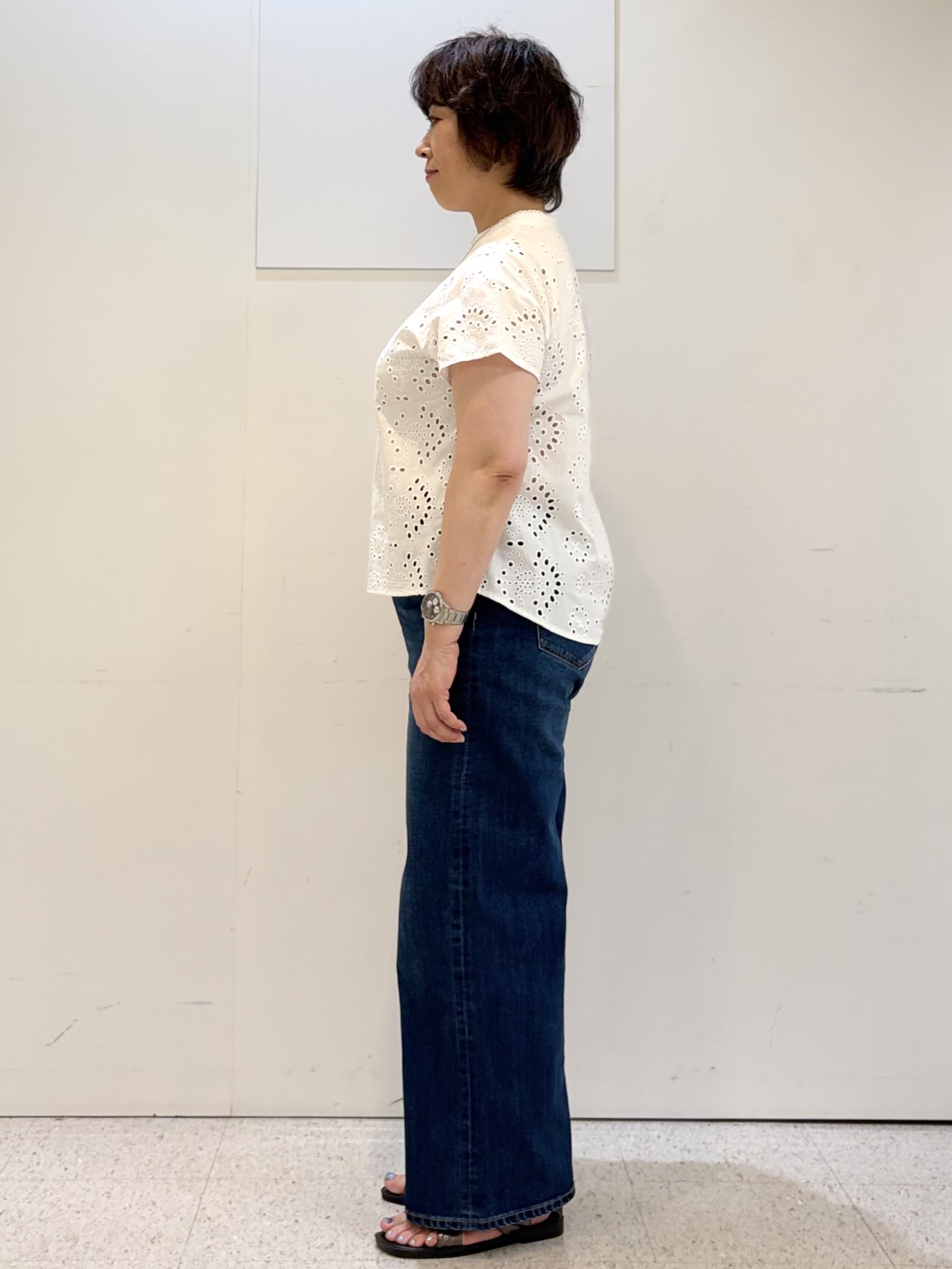 ヤスコさんの「Reflect｜【通勤◎】カットワーク刺繍レース シャツブラウス」を使ったコーディネート