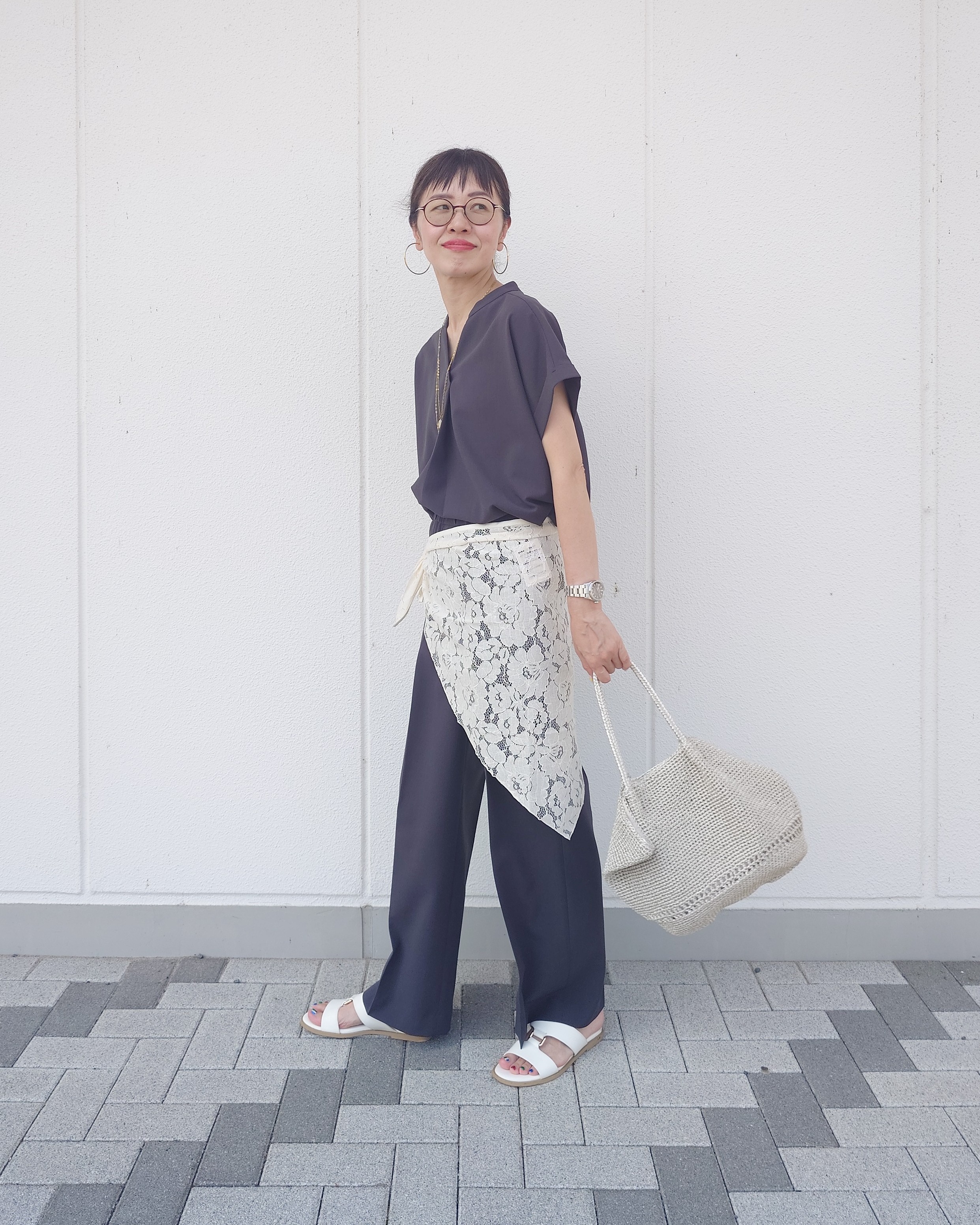 MUTSUKOさんの「UNTITLED｜【セットアップ可/UVカット】エアリークールブラウス」を使ったコーディネート