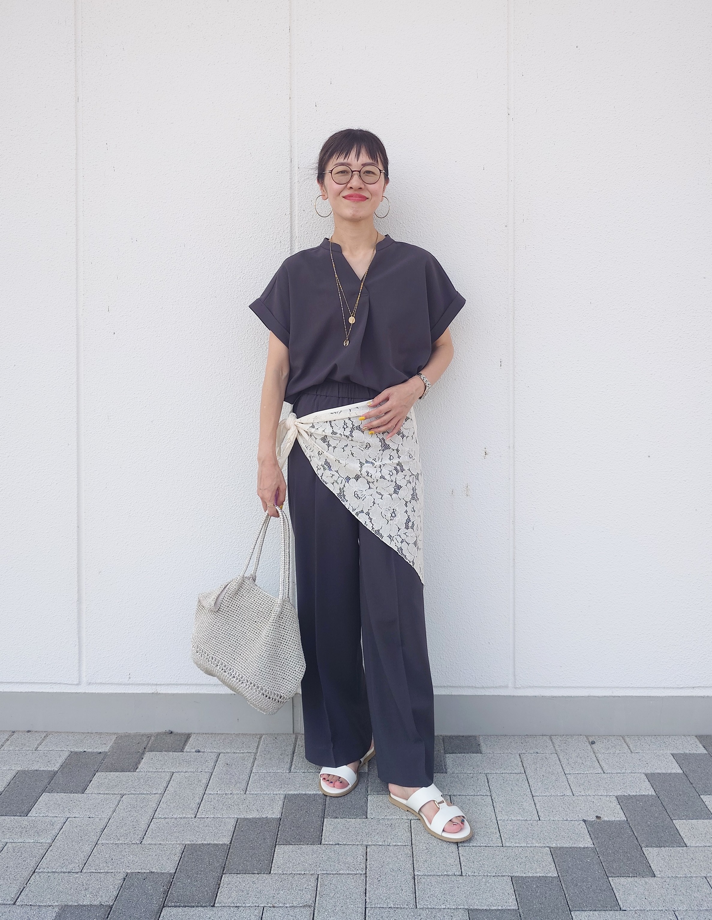 MUTSUKOさんの「UNTITLED｜【セットアップ可/UVカット】エアリークールブラウス」を使ったコーディネート