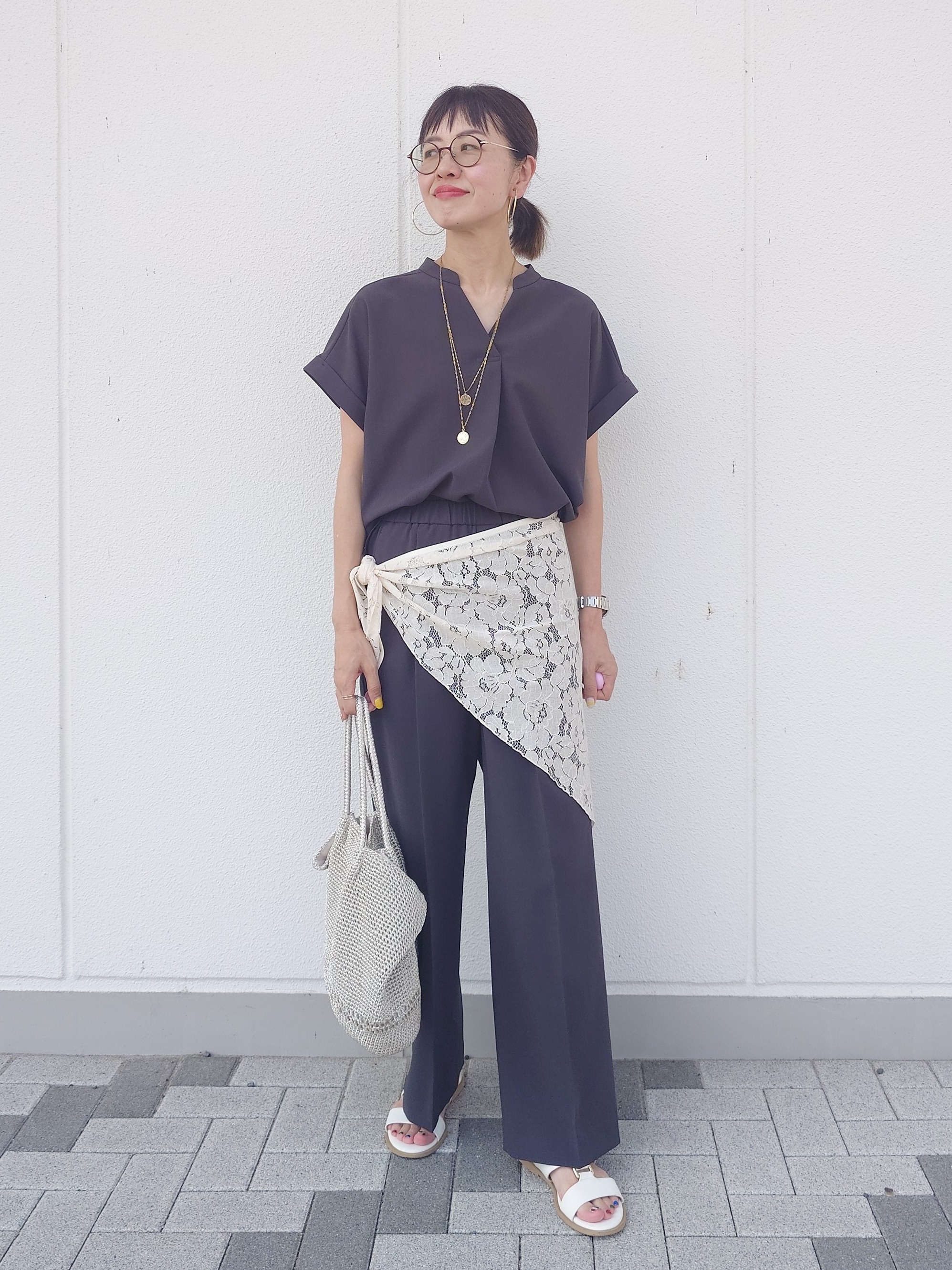 MUTSUKOさんの「UNTITLED｜【セットアップ可/UVカット】エアリークールブラウス」を使ったコーディネート