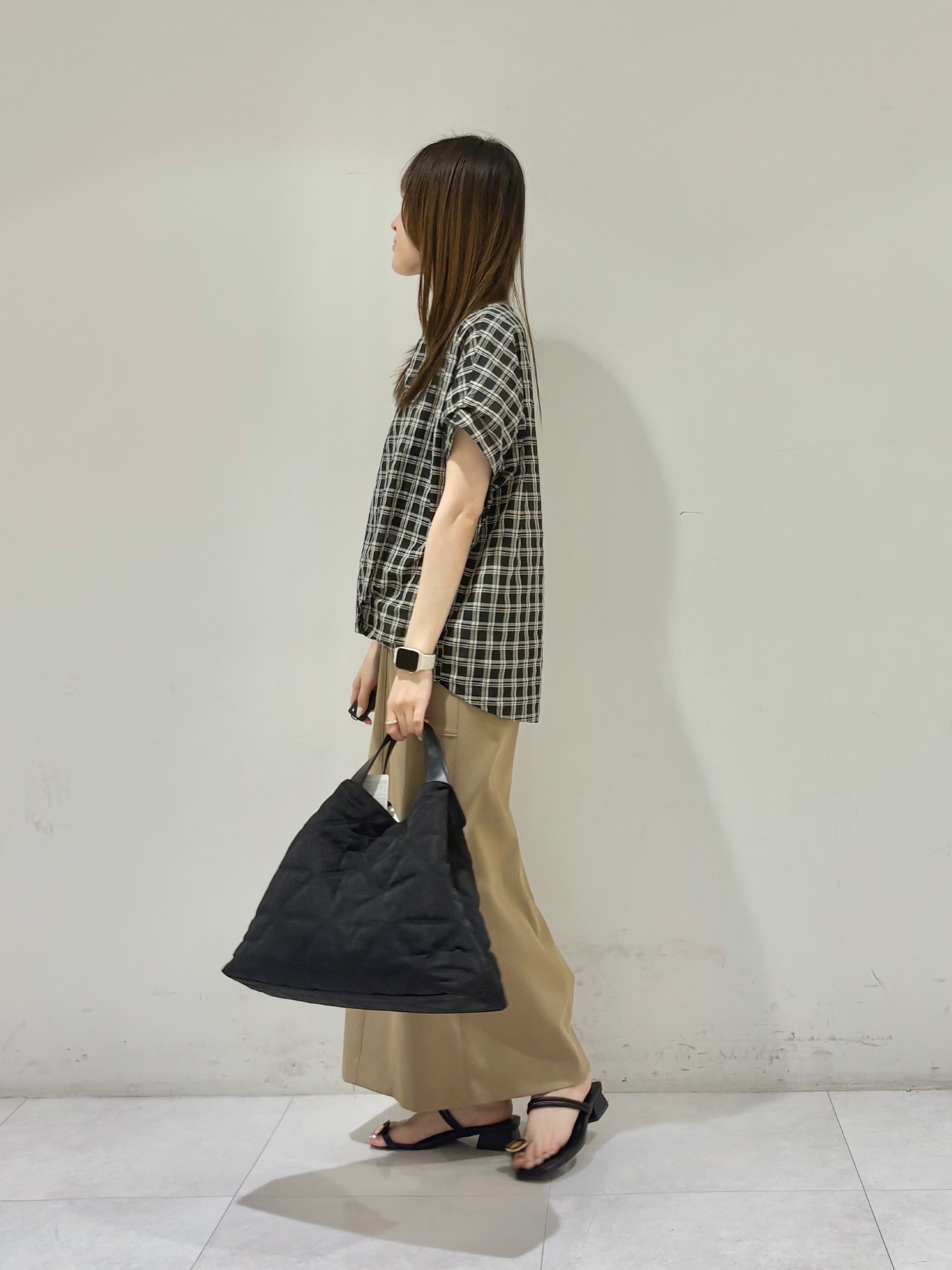 kyokaさんの「UNTITLED｜【秋めきシャツ/体型カバー】シアーチェックブラウス」を使ったコーディネート