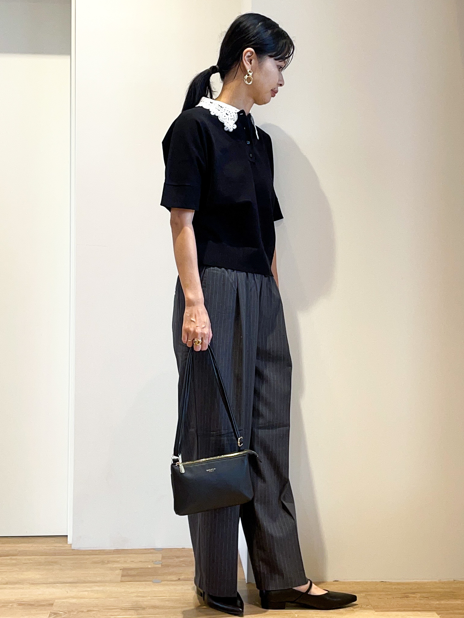 あいさんの「OPAQUE.CLIP｜【森絵梨佳さん着用】2WAY衿ドッキングニット《洗濯機OK》」を使ったコーディネート