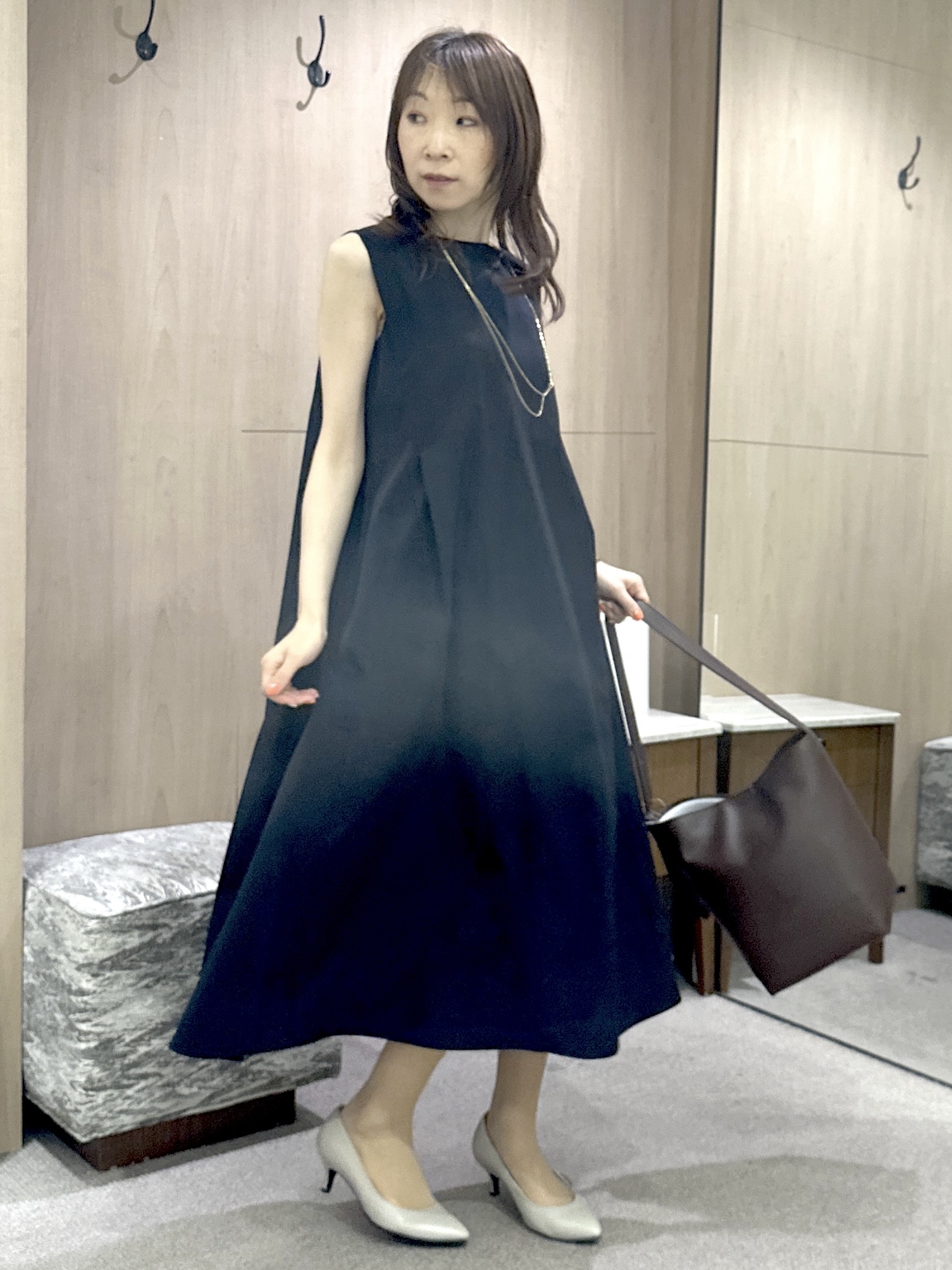 Miwaさんの「UNTITLED｜【残暑も快適/接触冷感/UVカット/吸水速乾】Aラインロングワンピース」を使ったコーディネート