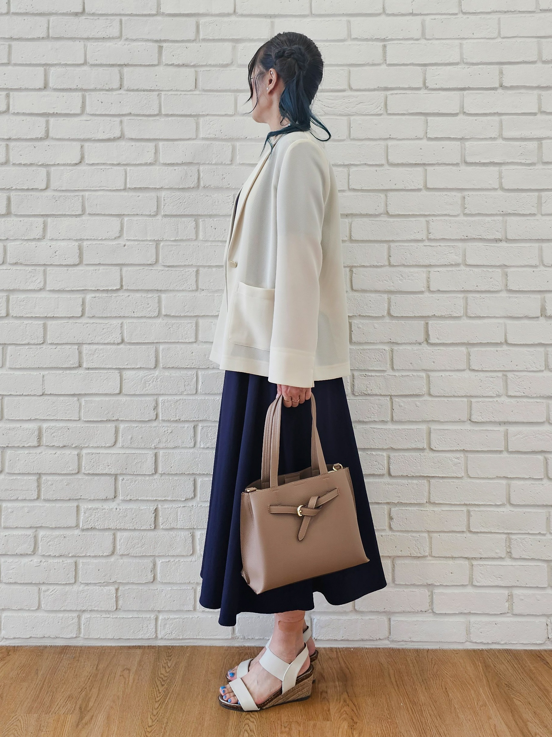 ゆゆさんの「SHOO･LA･RUE｜【通気性〇/セットアップ可/S-LL/洗濯機可】紫外線対策にも メッシュテーラードジャケット」を使ったコーディネート