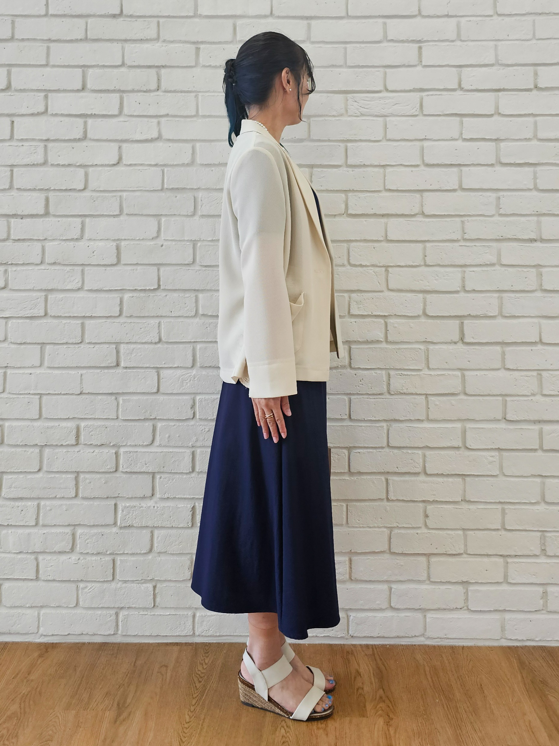 ゆゆさんの「SHOO･LA･RUE｜【通気性〇/セットアップ可/S-LL/洗濯機可】紫外線対策にも メッシュテーラードジャケット」を使ったコーディネート