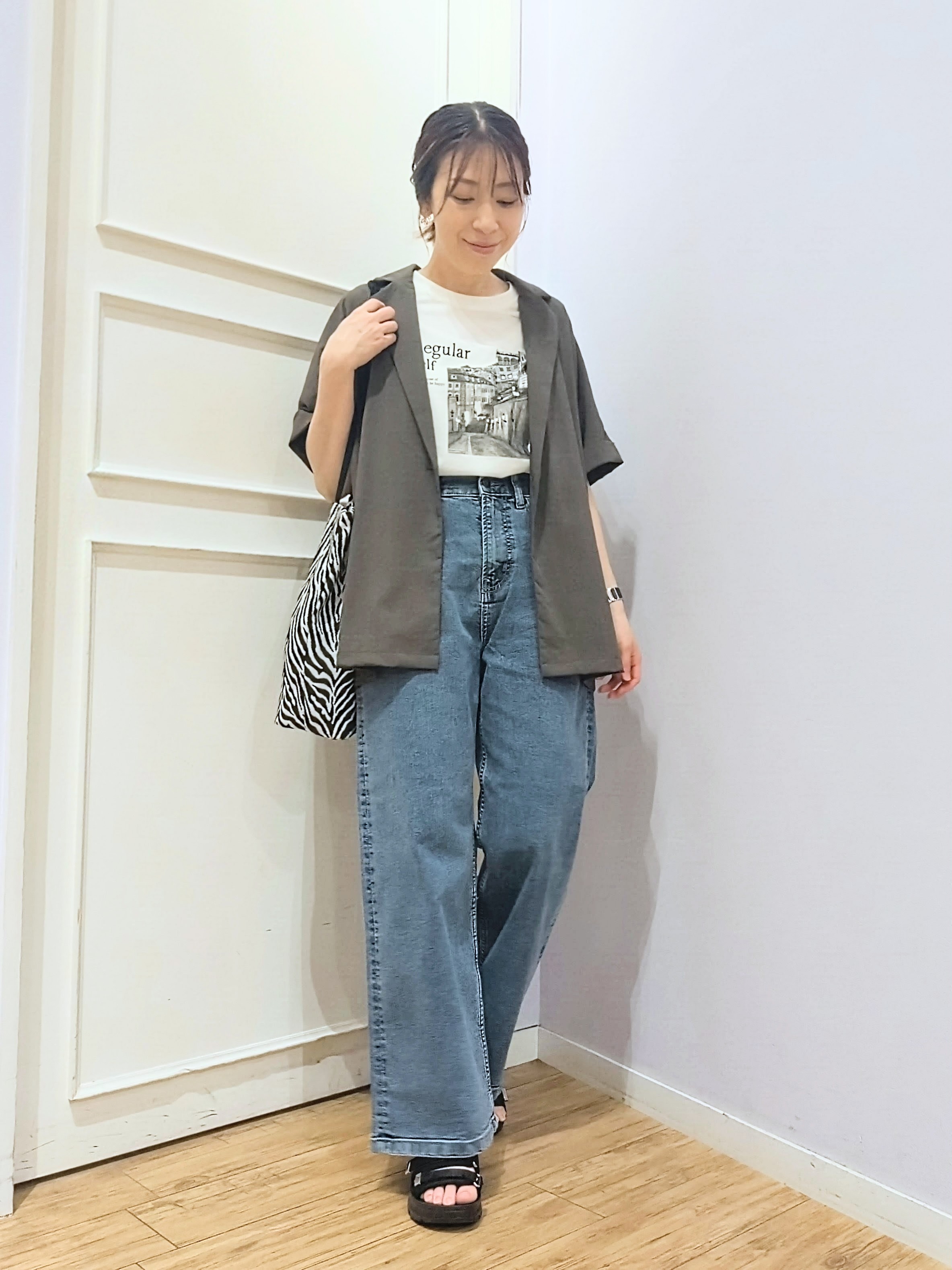 miomioさんの「SHOO･LA･RUE｜【高レビュー/洗濯機可/セットアップ可】軽凛(かろりん) 半袖ジャケット」を使ったコーディネート