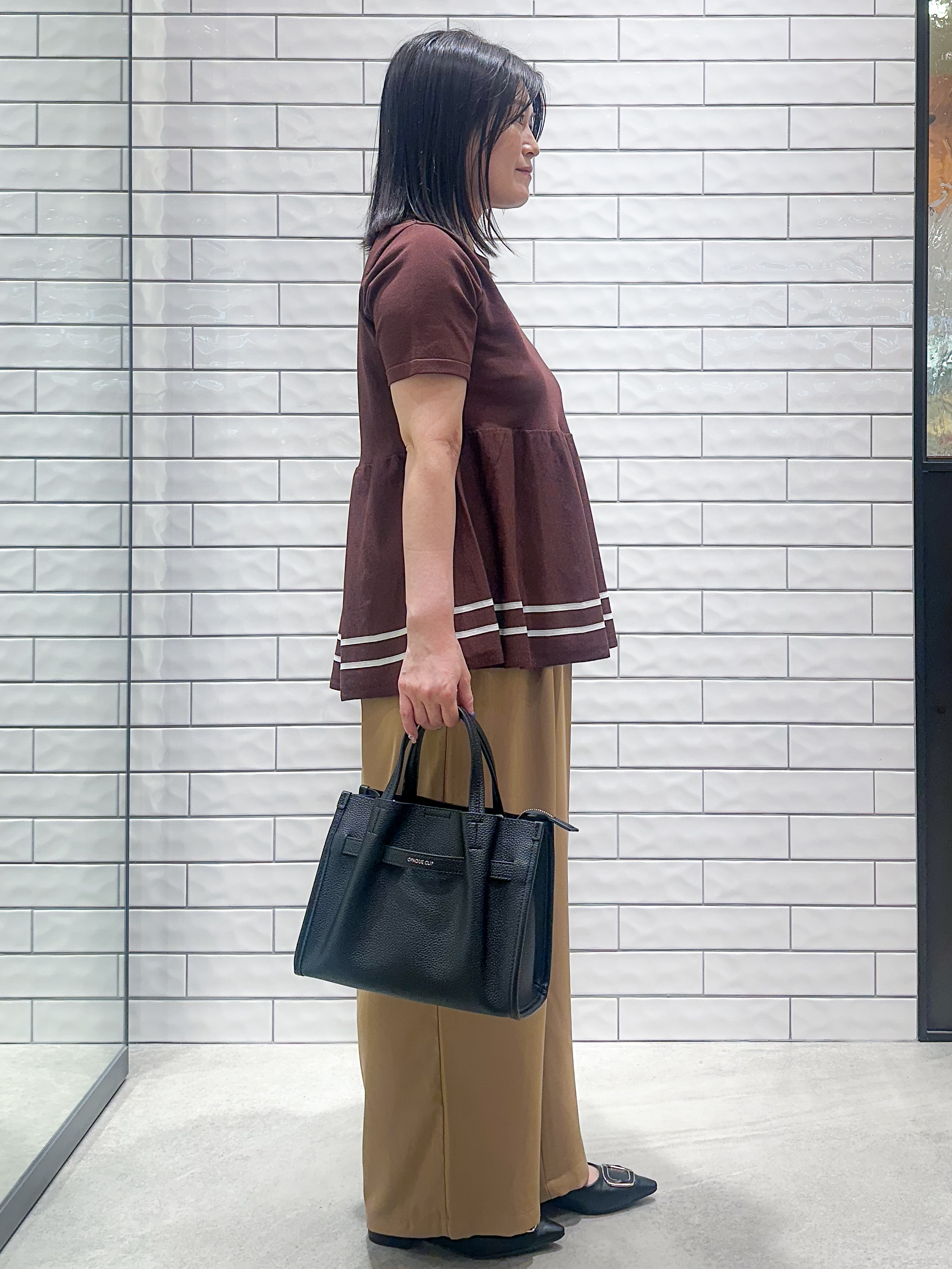 Minさんの「OPAQUE.CLIP｜【UVケア】裾ラインペプラムニット《洗濯機OK》」を使ったコーディネート