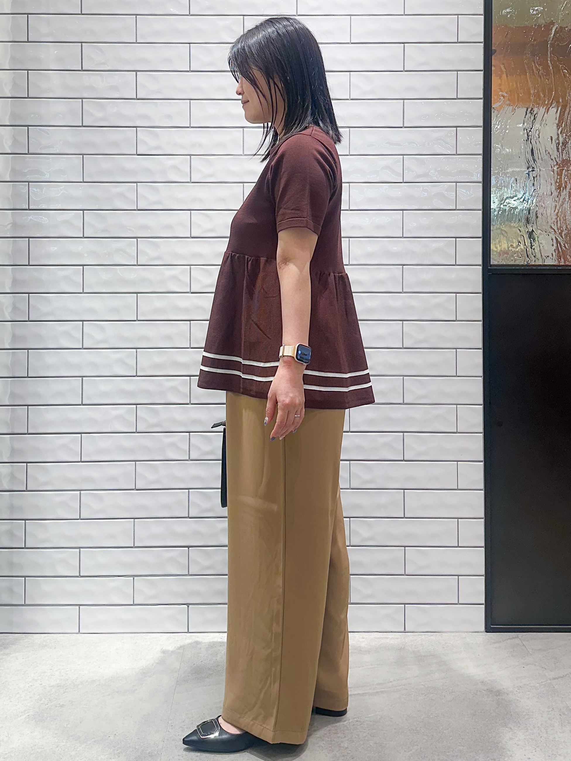 Minさんの「OPAQUE.CLIP｜【UVケア】裾ラインペプラムニット《洗濯機OK》」を使ったコーディネート